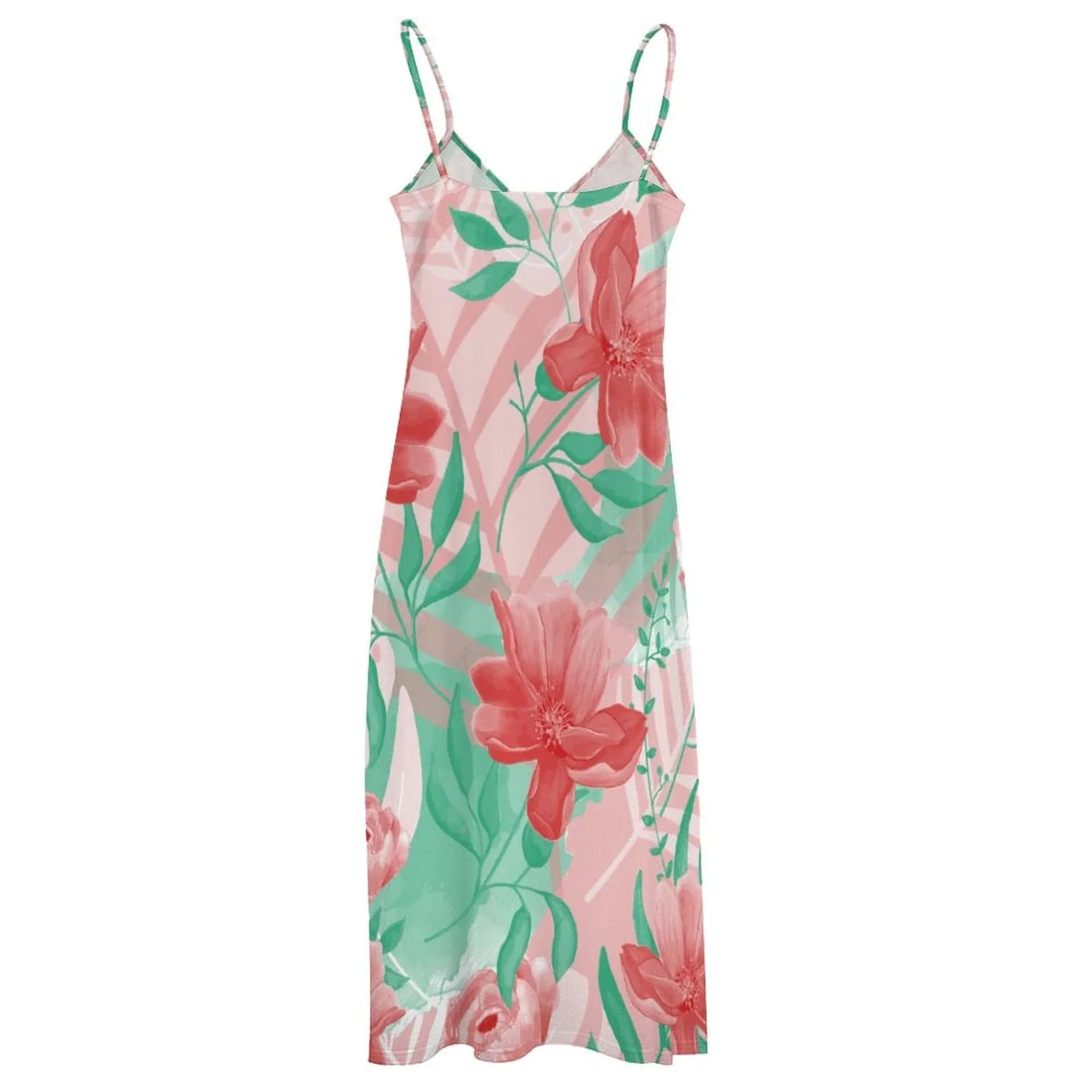 Flowers Summer Dress Straps Slip Dress Sleeveless Beach Dress Women's Long Slip Dress Gift for Her