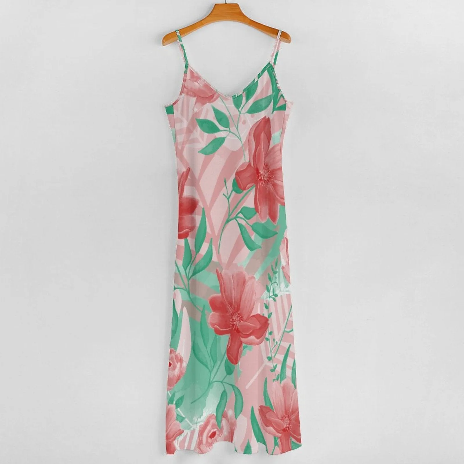 Flowers Summer Dress Straps Slip Dress Sleeveless Beach Dress Women's Long Slip Dress Gift for Her