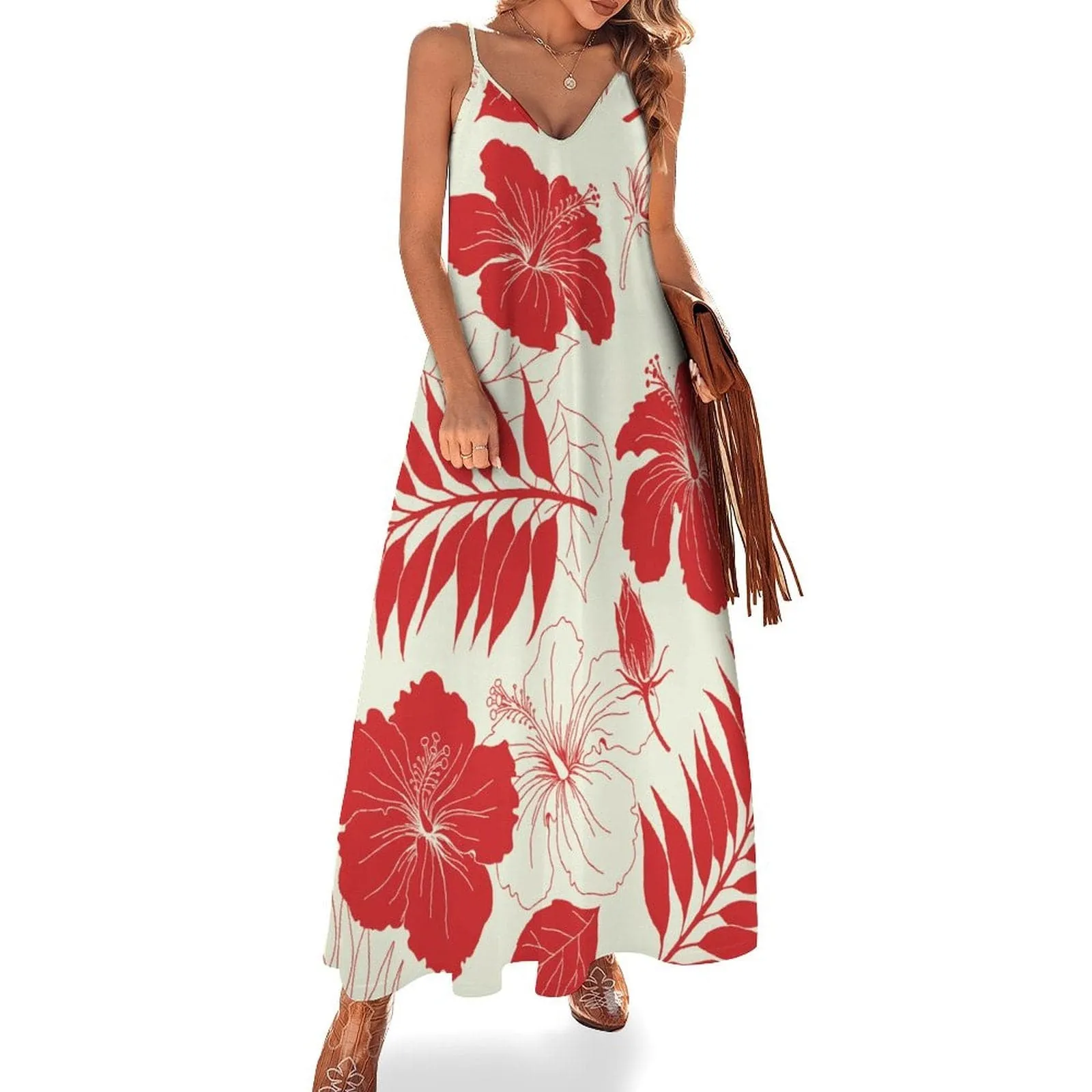 Flowers Summer Dress Straps Slip Dress Sleeveless Beach Dress Women's Long Slip Dress Gift for Her