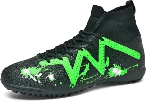 Football Cleats Men, Non-Slip High Top Soccer Shoes Lightweight Shock Resistant Training Boots Sneaker Breathable Professional Turf Shoes Sport Athletic Ground Football Boots Soccer Cleats