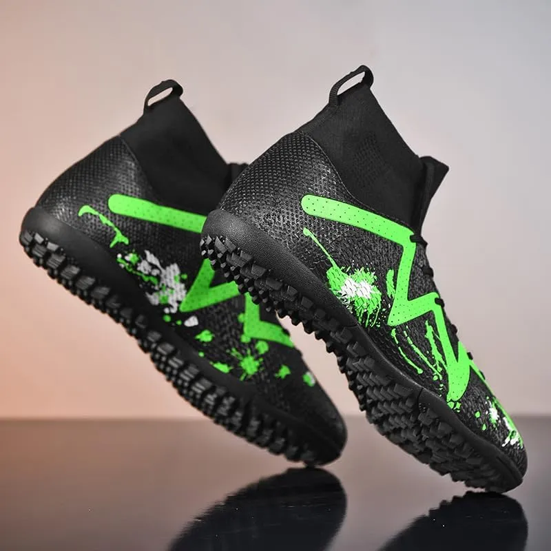 Football Cleats Men, Non-Slip High Top Soccer Shoes Lightweight Shock Resistant Training Boots Sneaker Breathable Professional Turf Shoes Sport Athletic Ground Football Boots Soccer Cleats