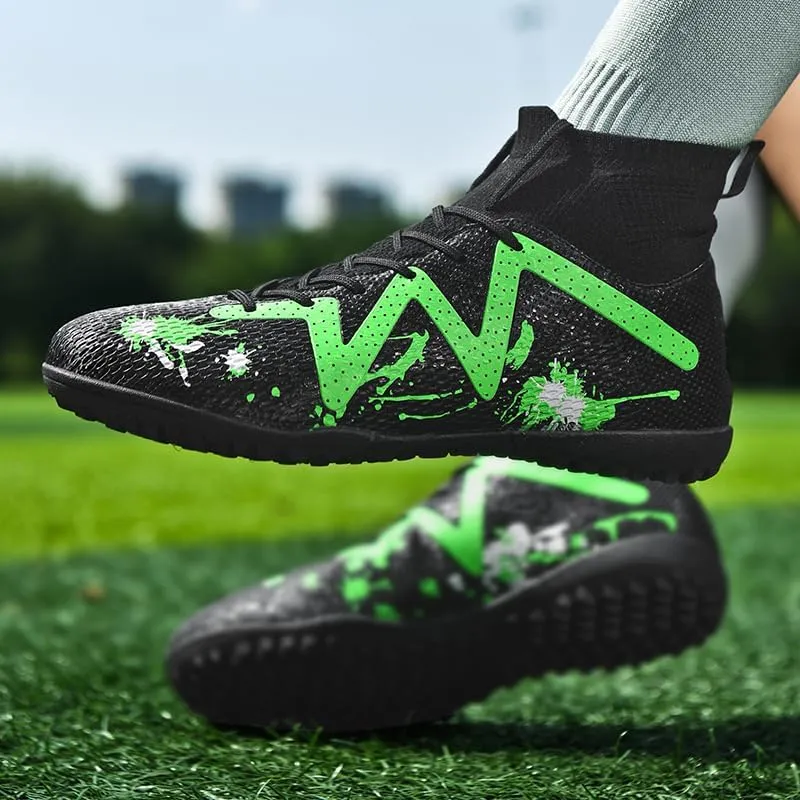 Football Cleats Men, Non-Slip High Top Soccer Shoes Lightweight Shock Resistant Training Boots Sneaker Breathable Professional Turf Shoes Sport Athletic Ground Football Boots Soccer Cleats