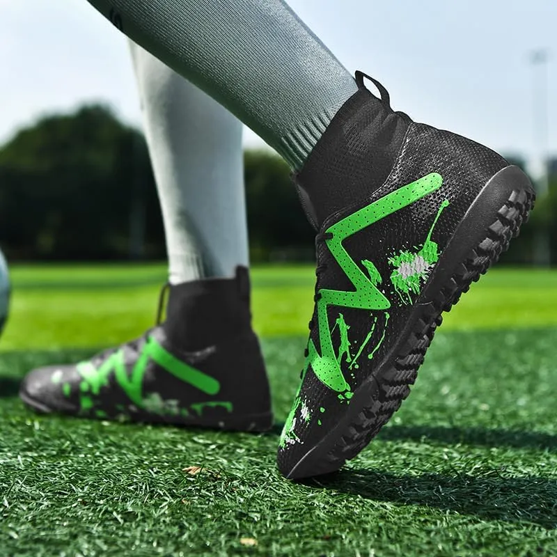 Football Cleats Men, Non-Slip High Top Soccer Shoes Lightweight Shock Resistant Training Boots Sneaker Breathable Professional Turf Shoes Sport Athletic Ground Football Boots Soccer Cleats