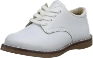 FOOTMATES Willy Lace-Up Leather Oxford Girls and Boys Dress Shoes with Wide Toe Box and Custom-Fit Insoles, Non-Marking Outsoles, White - 8.5 Toddler (1-4 Years)