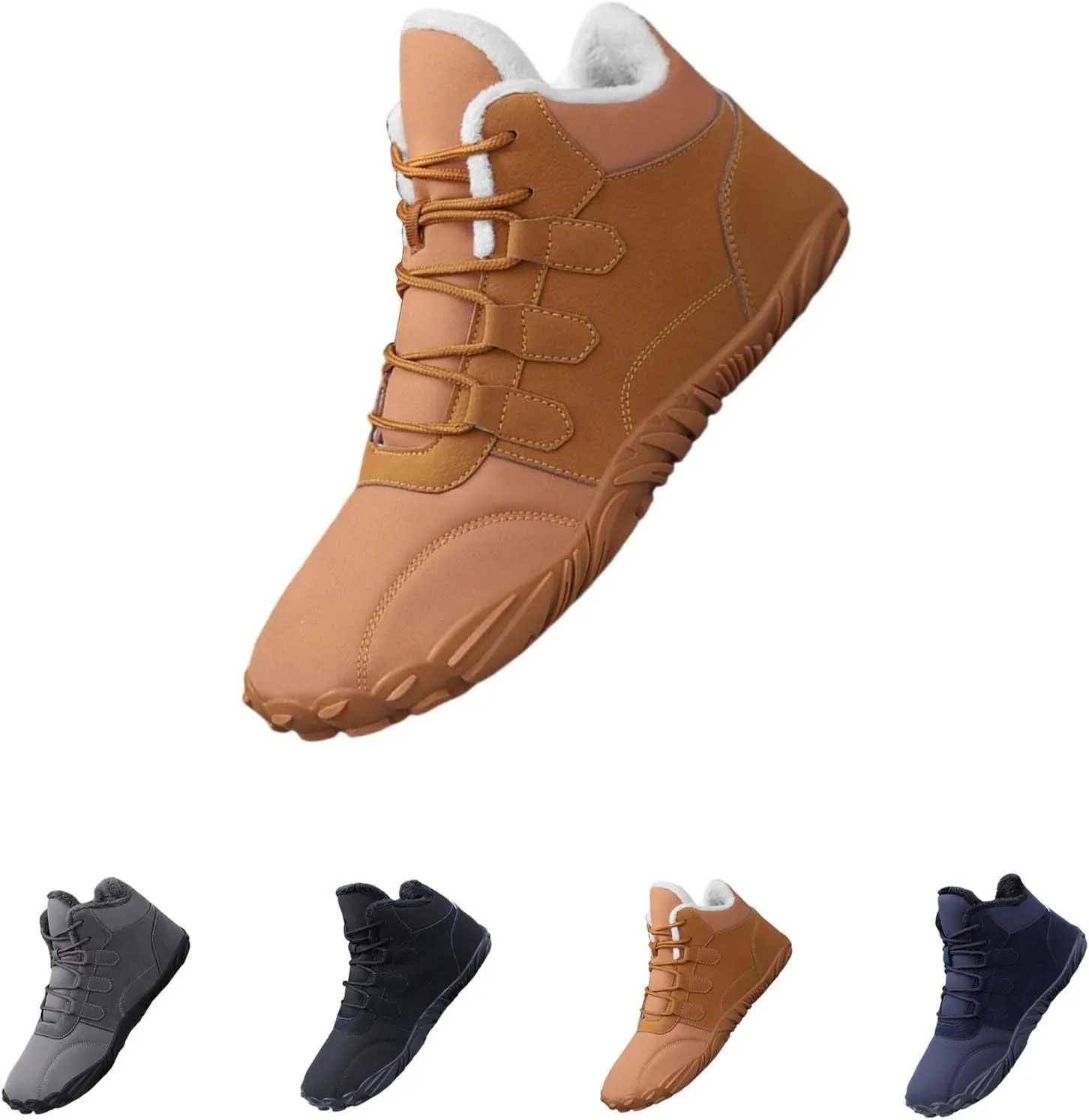 Fuzzy Non Slip Winter Boots for Women Botas Altas Para El Invierno De Mujer Women Snow Boots Waterproof Womens Barefoot Boots Womens Mid Calf Fur Lined Bow Winter Snow Boots