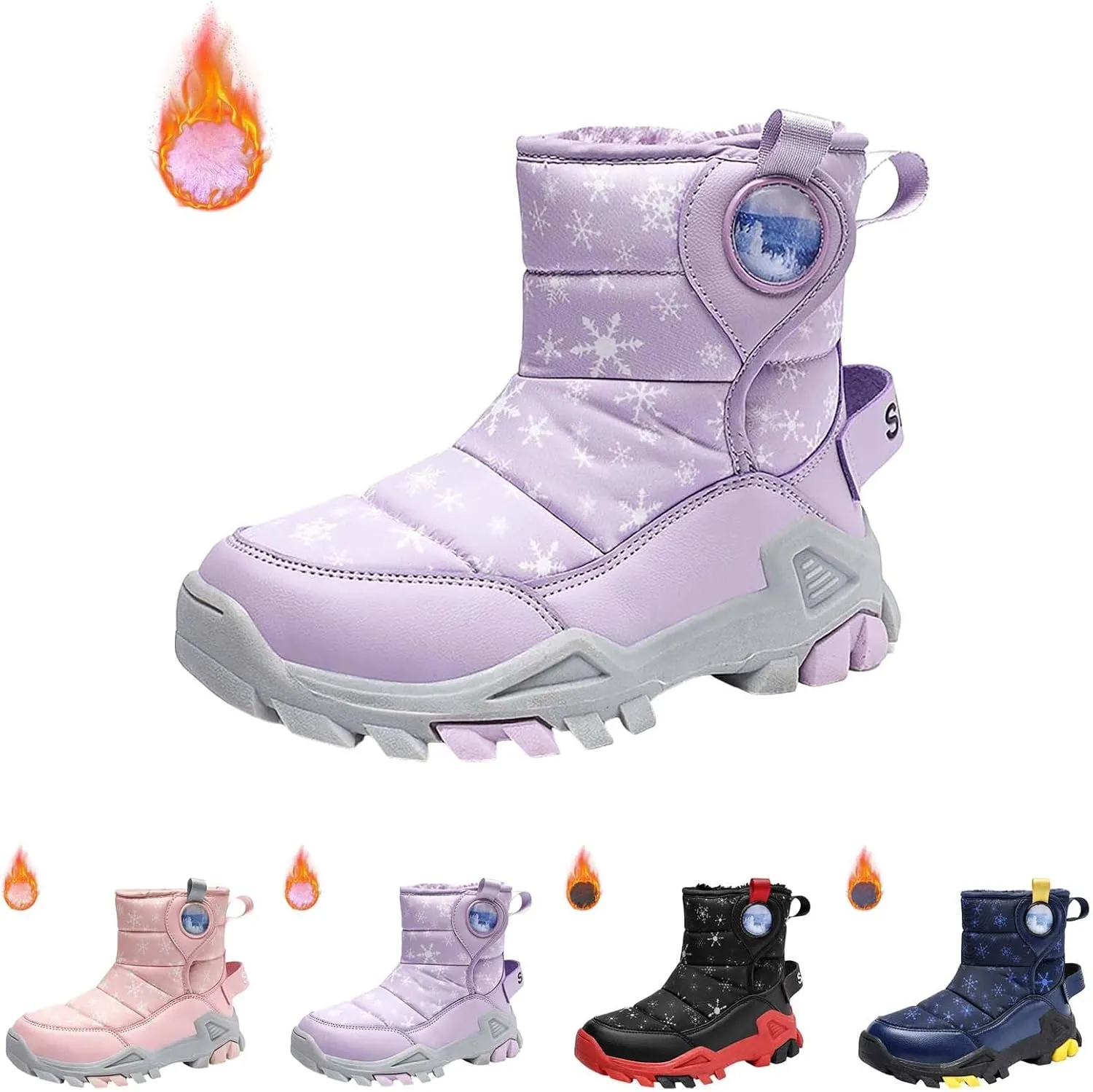 Girls Boys Snow Boots Outdoor Warm Comfortable Non Slip Mid Calf Padded Small Big Kids Winter Girls Rain Boots Size 1