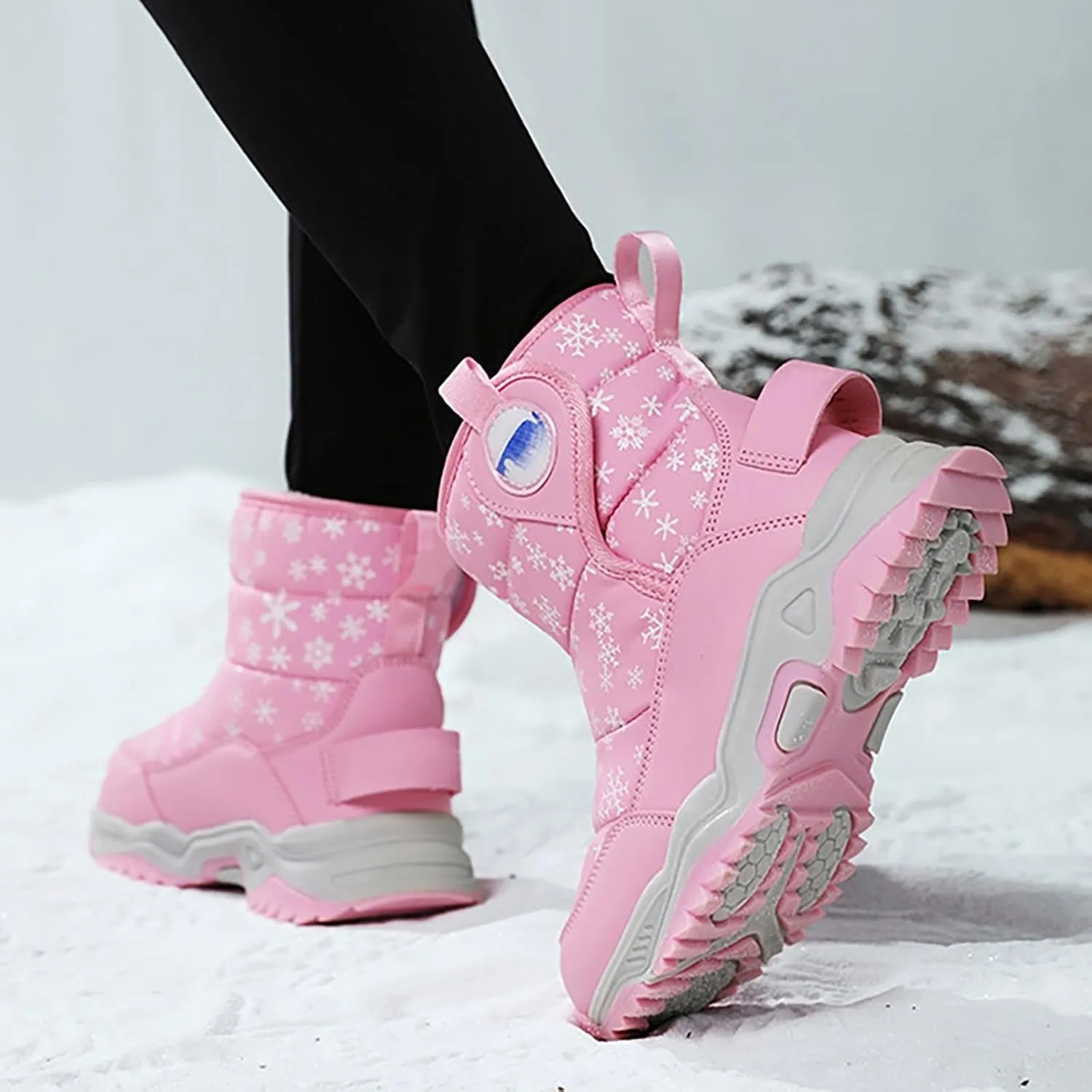 Girls Boys Snow Boots Outdoor Warm Comfortable Non Slip Mid Calf Padded Small Big Kids Winter Shoes Toddler Booties