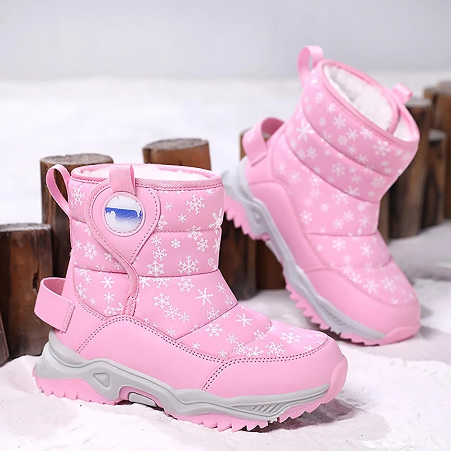 Girls Boys Snow Boots Outdoor Warm Comfortable Non Slip Mid Calf Padded Small Big Kids Winter Shoes Toddler Booties