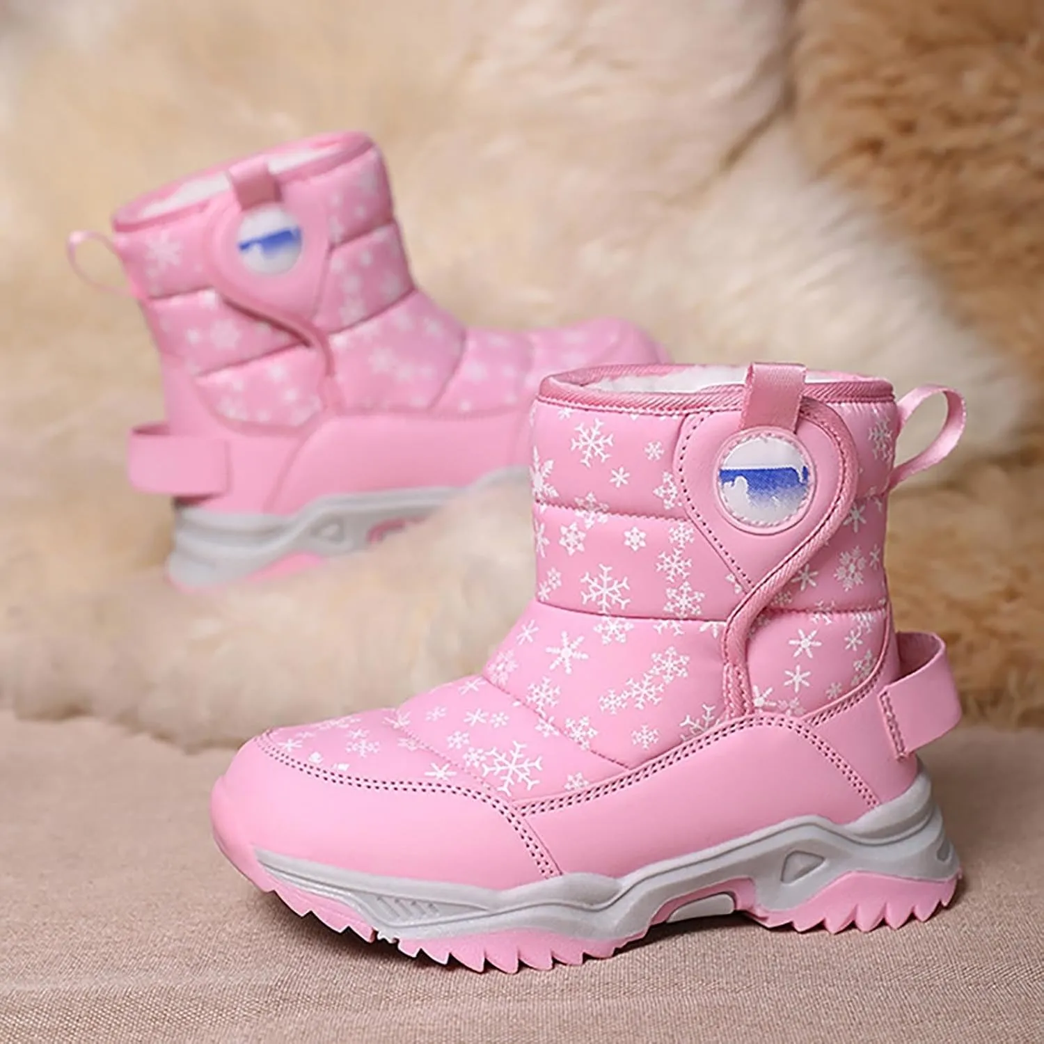 Girls Boys Snow Boots Outdoor Warm Comfortable Non Slip Mid Calf Padded Small Big Kids Winter Shoes Toddler Booties