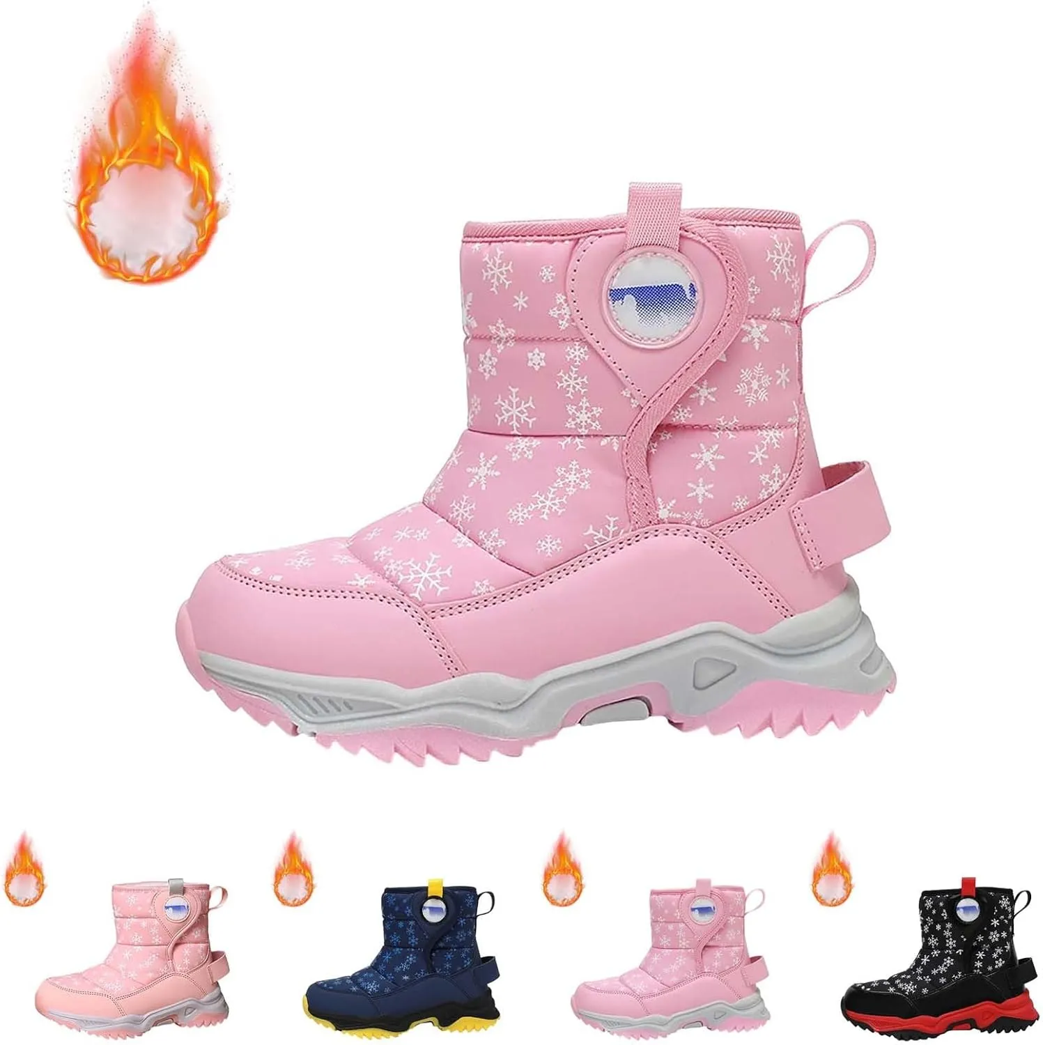 Girls Boys Snow Boots Outdoor Warm Comfortable Non Slip Mid Calf Padded Small Big Kids Winter Shoes Toddler Booties