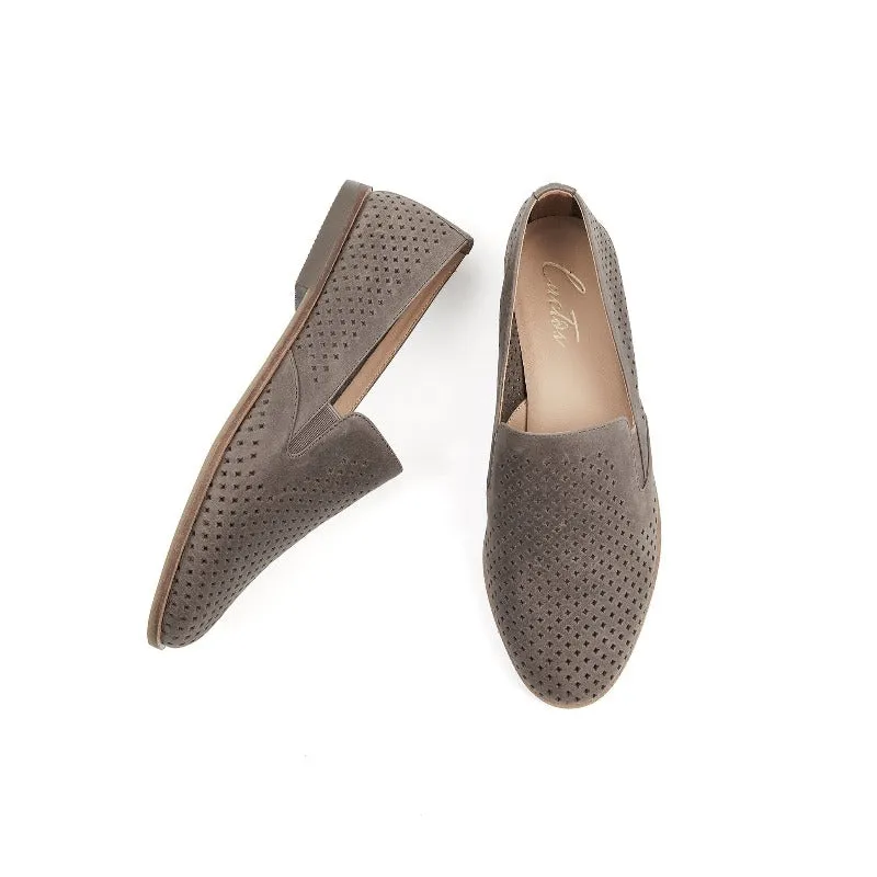 Gloria Slip-on Perf Loafer Flats in Cow Leather