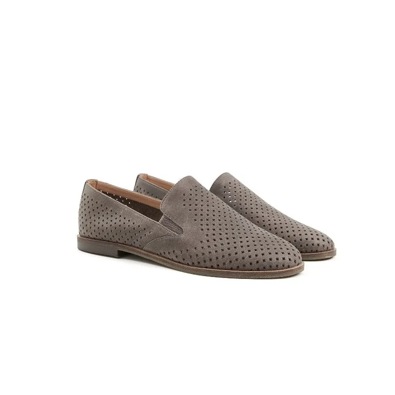 Gloria Slip-on Perf Loafer Flats in Cow Leather
