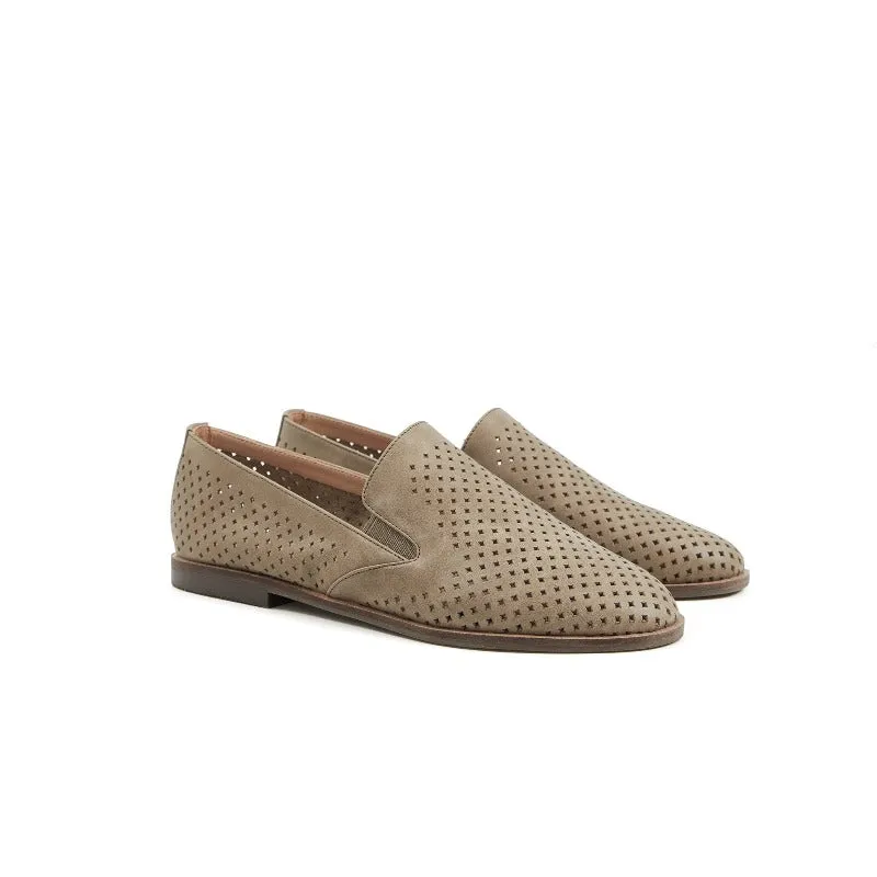 Gloria Slip-on Perf Loafer Flats in Cow Leather