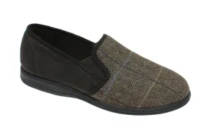 Goodyear Mens Brown Tweed Memory Foam Slippers HARRISON