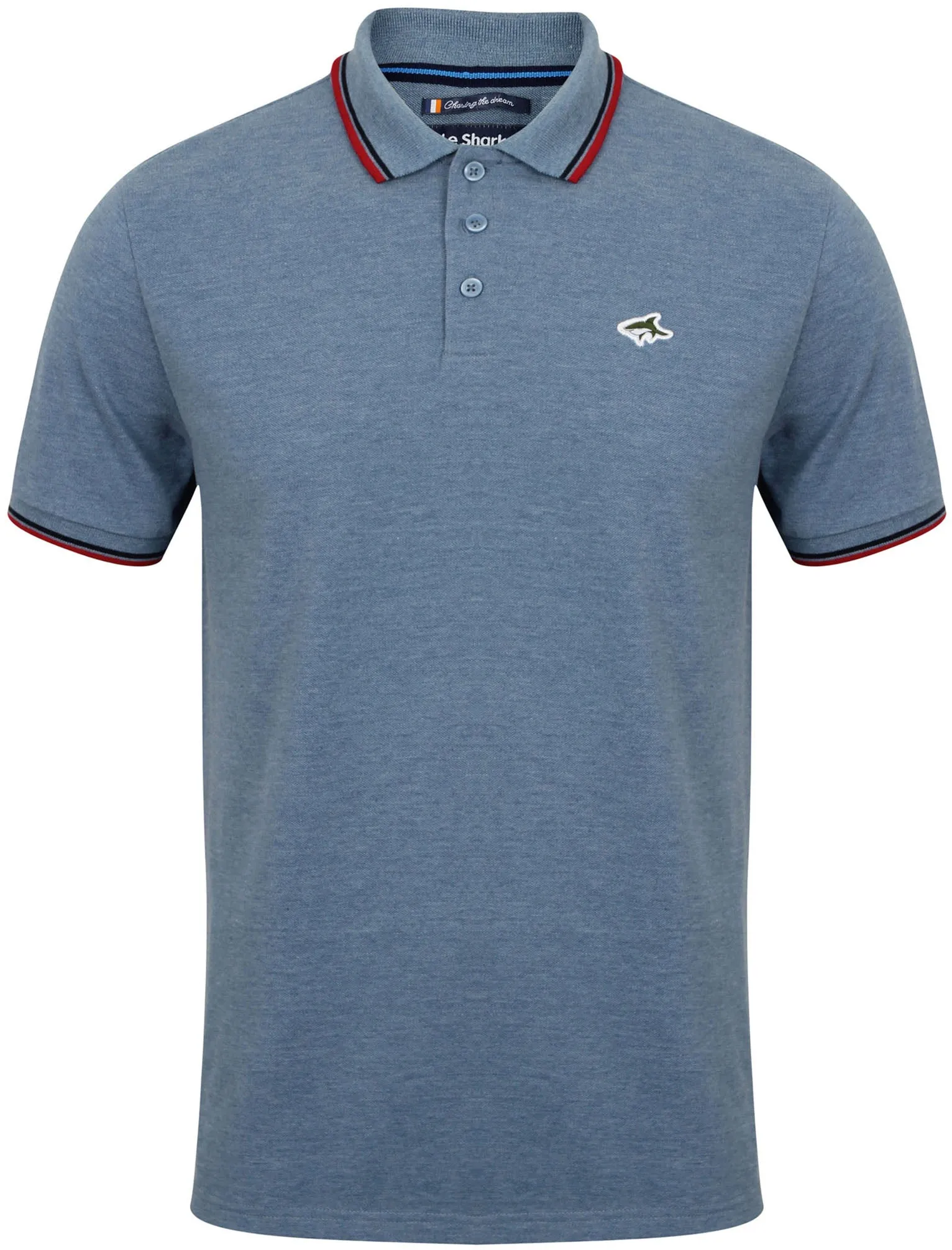 Herne Cotton Polo Shirt in Light Blue Marl - Le Shark