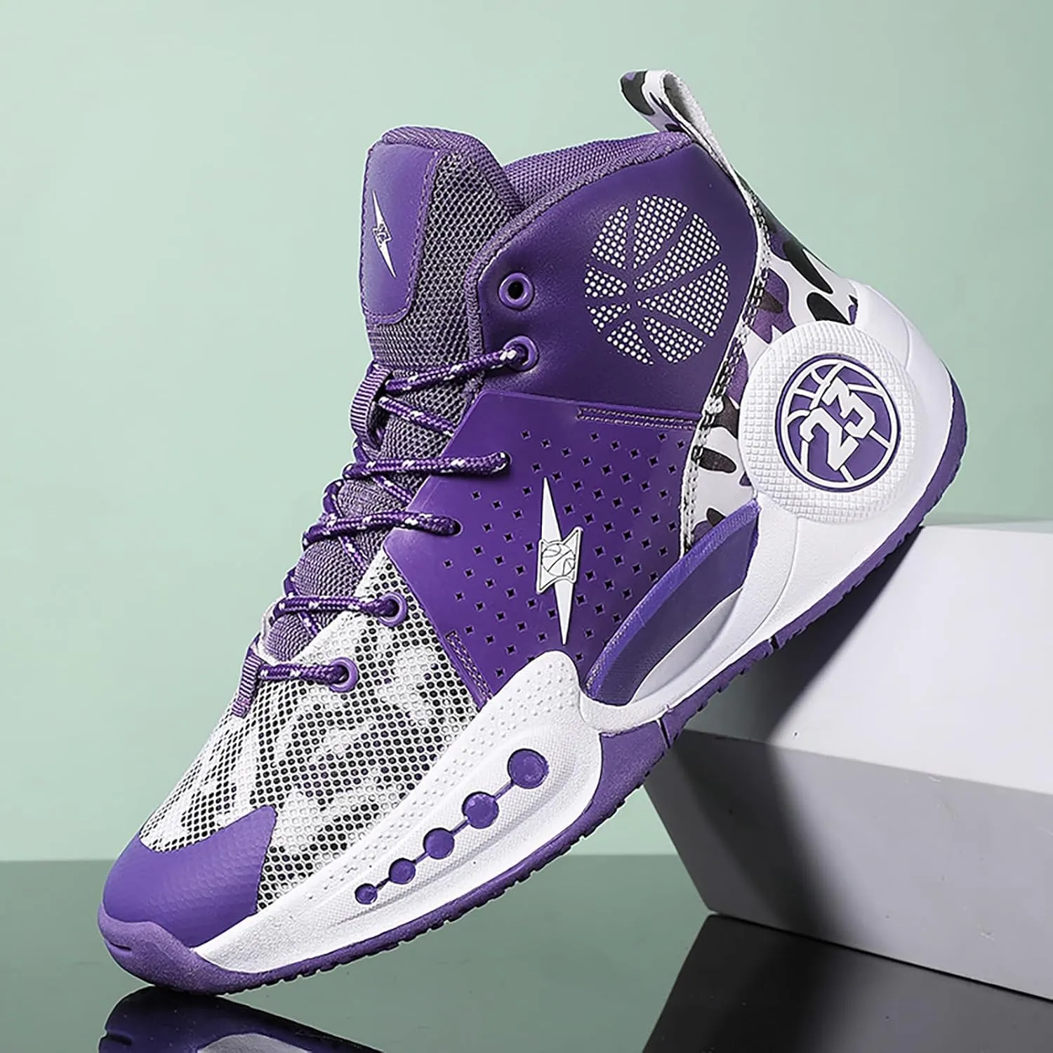 High Top Mens Basketball Shoes Breathable Outdoor Sneakers Womens Sports Shoes Anti Slip Cushioning Shoes for Fitness