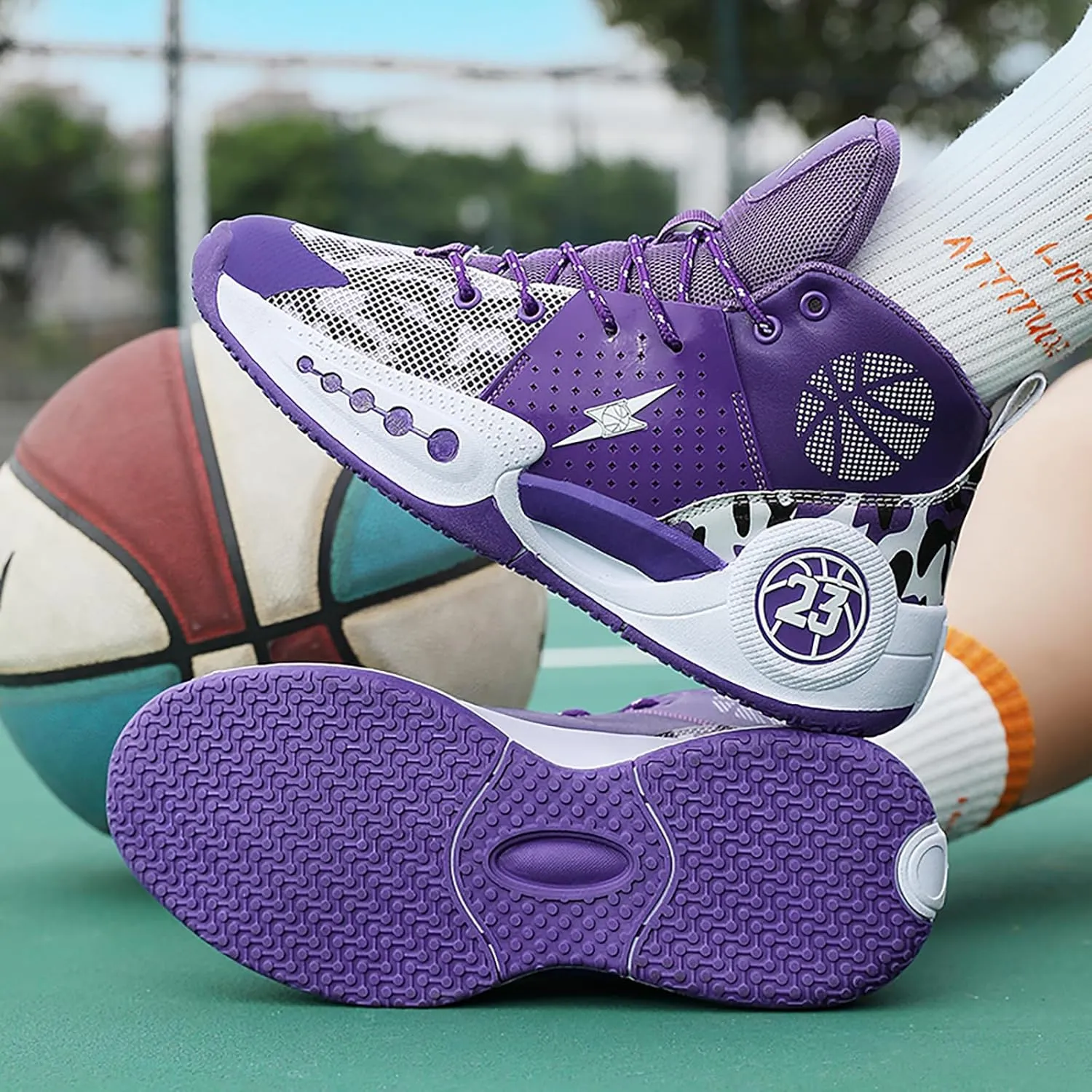 High Top Mens Basketball Shoes Breathable Outdoor Sneakers Womens Sports Shoes Anti Slip Cushioning Shoes for Fitness