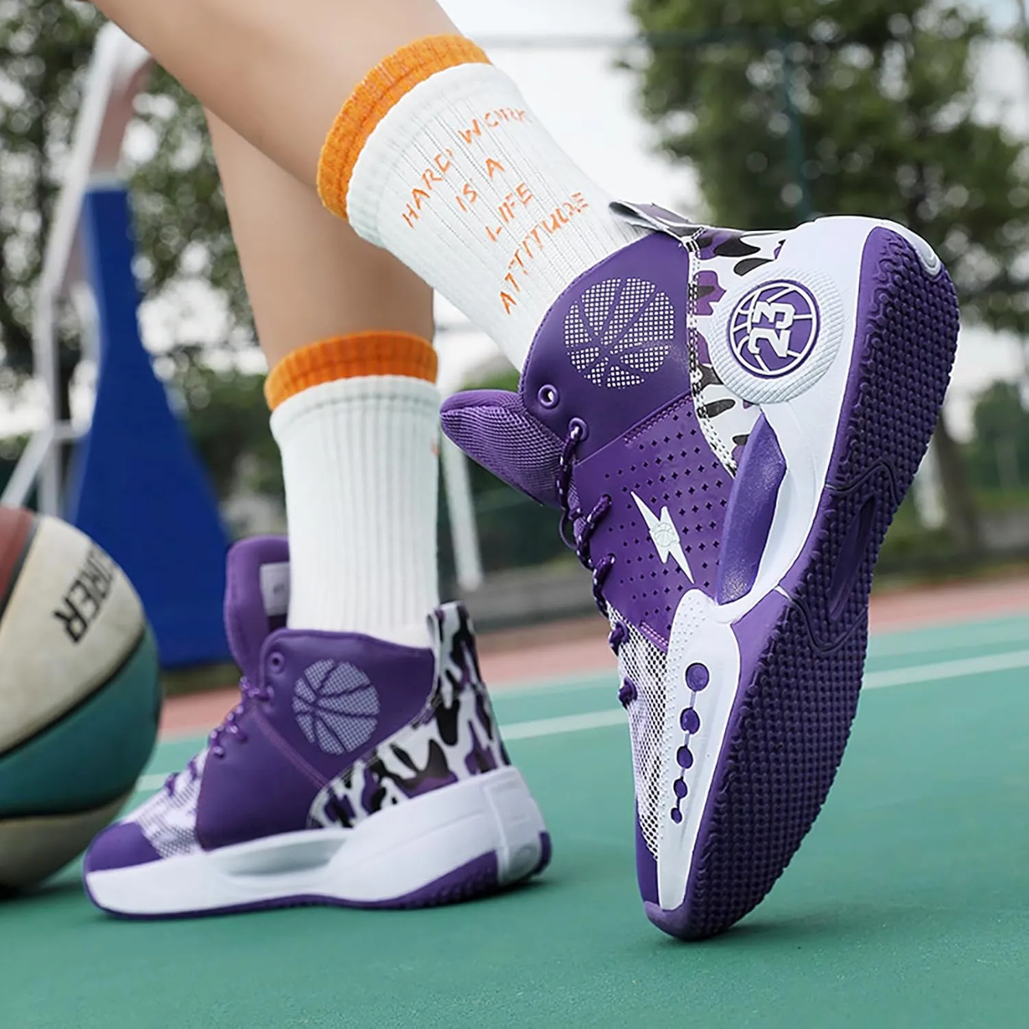 High Top Mens Basketball Shoes Breathable Outdoor Sneakers Womens Sports Shoes Anti Slip Cushioning Shoes for Fitness