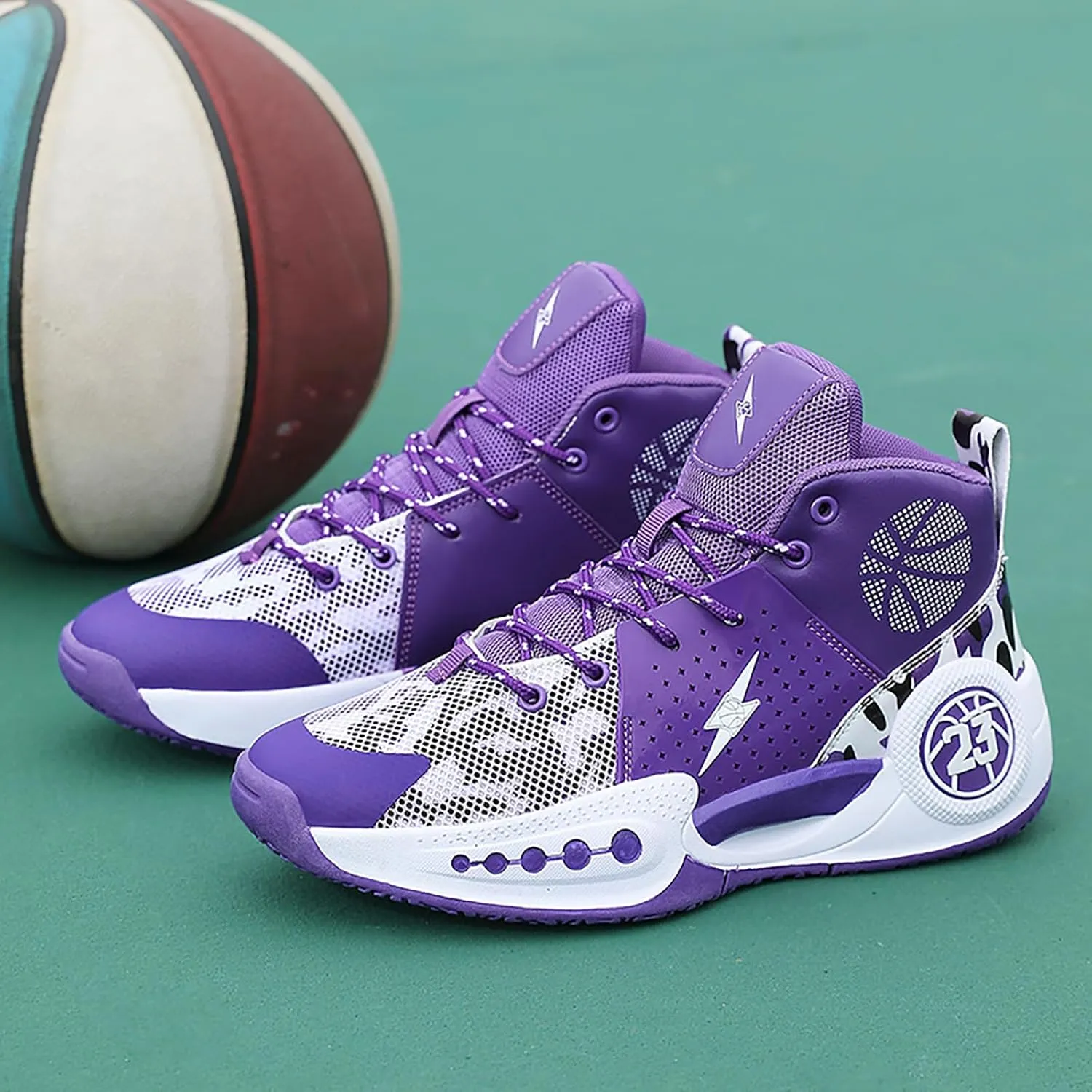 High Top Mens Basketball Shoes Breathable Outdoor Sneakers Womens Sports Shoes Anti Slip Cushioning Shoes for Fitness