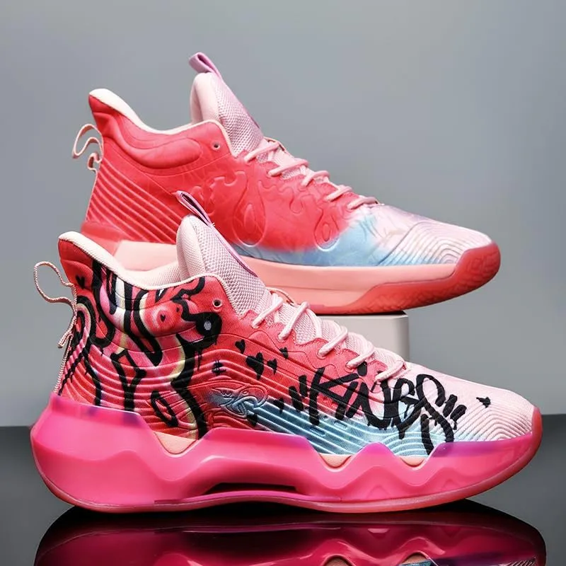 High Top Womens Mens Basketball Shoes Breathable Non Slip Outdoor Graffiti Sports Shoes Fashion Unisex Running Sneakers