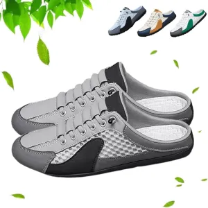 HUIQINGLI Men's Backless Sneakers, Men Slip on Mule Sneakers, Summer Casual Comfortable Mesh Breathable Slip On Mules