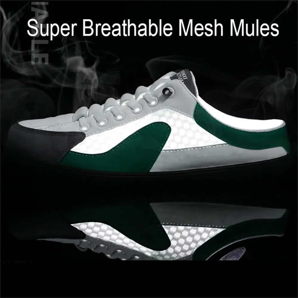 HUIQINGLI Men's Backless Sneakers, Men Slip on Mule Sneakers, Summer Casual Comfortable Mesh Breathable Slip On Mules