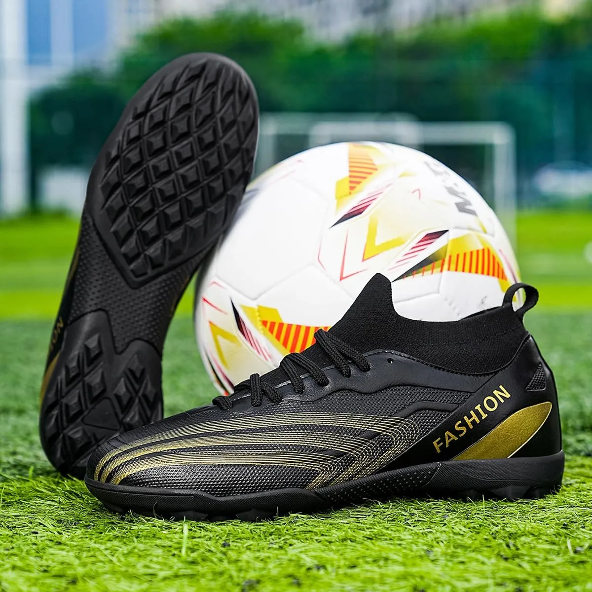 Indoor Turf Soccer Shoes Cleats Mens Soccer Shoes for Boys Football Shoes Kid Futsal Shoes Youth TF High Top