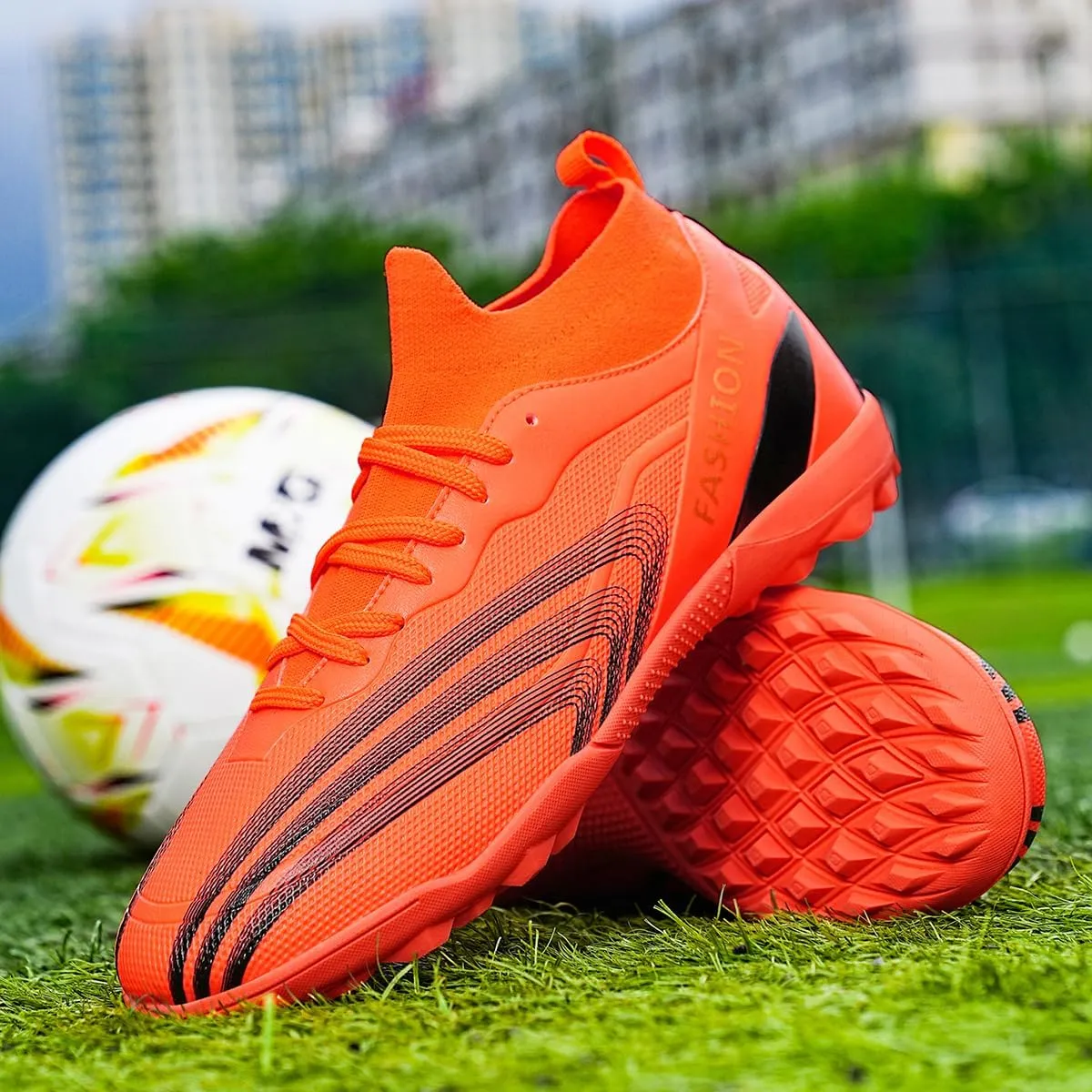Indoor Turf Soccer Shoes Cleats Mens Soccer Shoes for Boys Football Shoes Kid Futsal Shoes Youth TF High Top