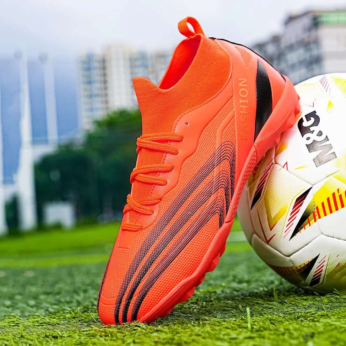 Indoor Turf Soccer Shoes Cleats Mens Soccer Shoes for Boys Football Shoes Kid Futsal Shoes Youth TF High Top