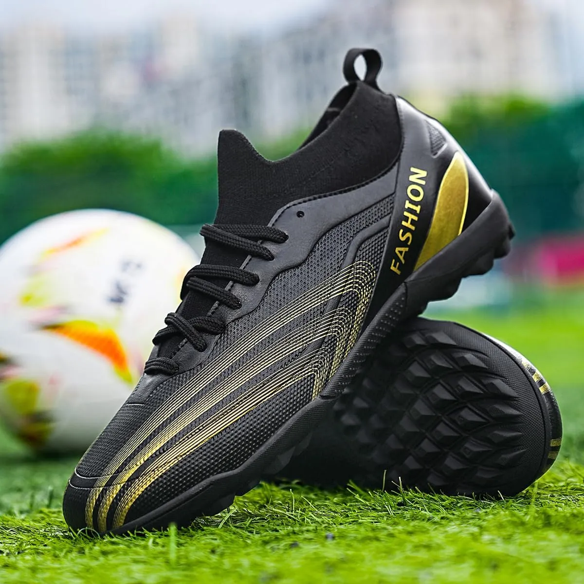 Indoor Turf Soccer Shoes Cleats Mens Soccer Shoes for Boys Football Shoes Kid Futsal Shoes Youth TF High Top