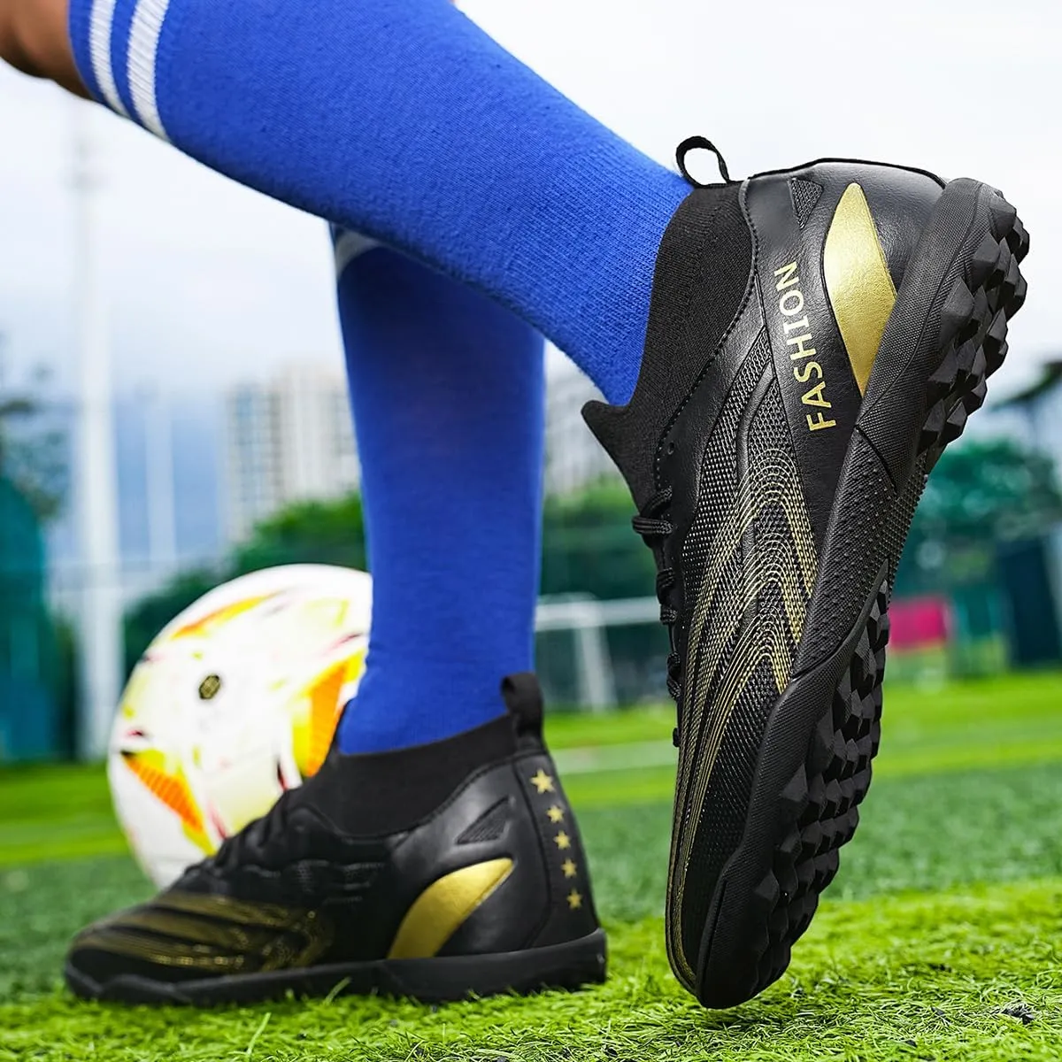 Indoor Turf Soccer Shoes Cleats Mens Soccer Shoes for Boys Football Shoes Kid Futsal Shoes Youth TF High Top
