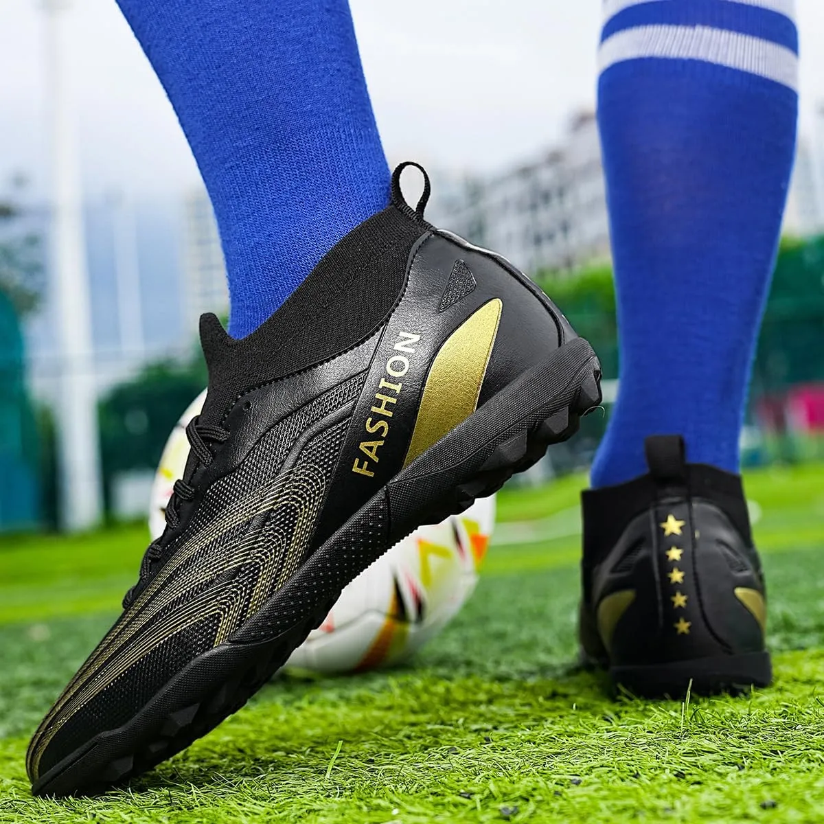 Indoor Turf Soccer Shoes Cleats Mens Soccer Shoes for Boys Football Shoes Kid Futsal Shoes Youth TF High Top