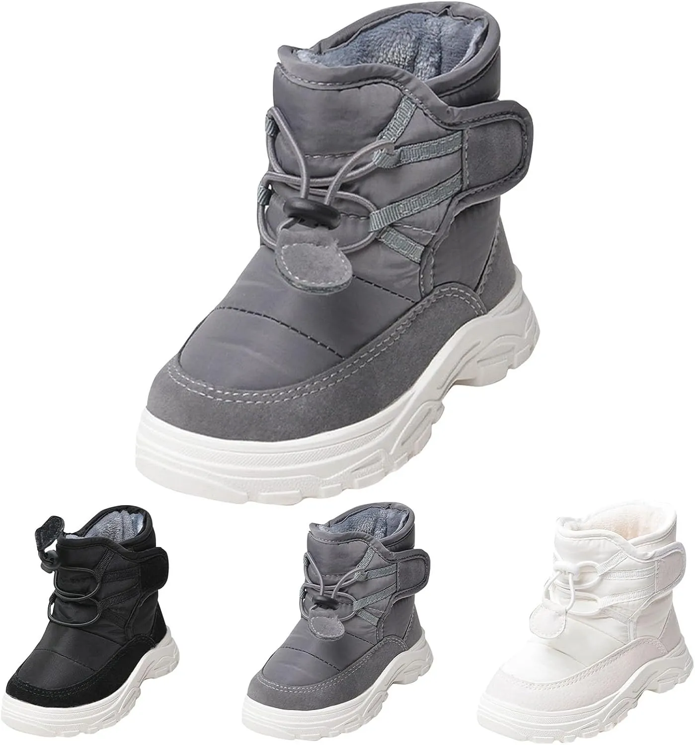 Insulated Snow Shoes For Boy Winter Non Slip Walking Shoes Plush Lined Hiking Boots Waterproof Slip On Shoes