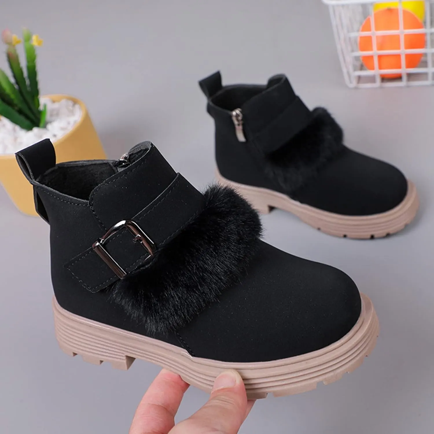 Kids Boots With Heels Toddler Boots Girls Platform Boots Girls Kids Sole Ankle Boots Side Zip Chunky Low Heel