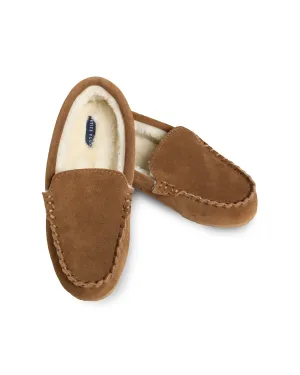 Kid's Suede Slippers in Tan