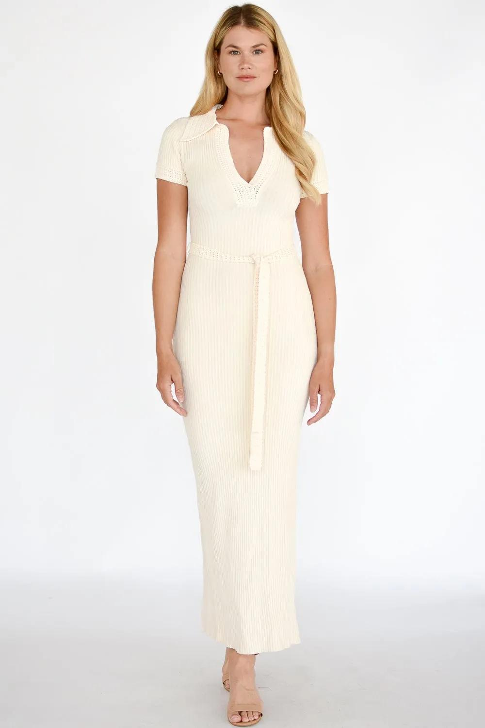 Knit Collared Midi Dress
