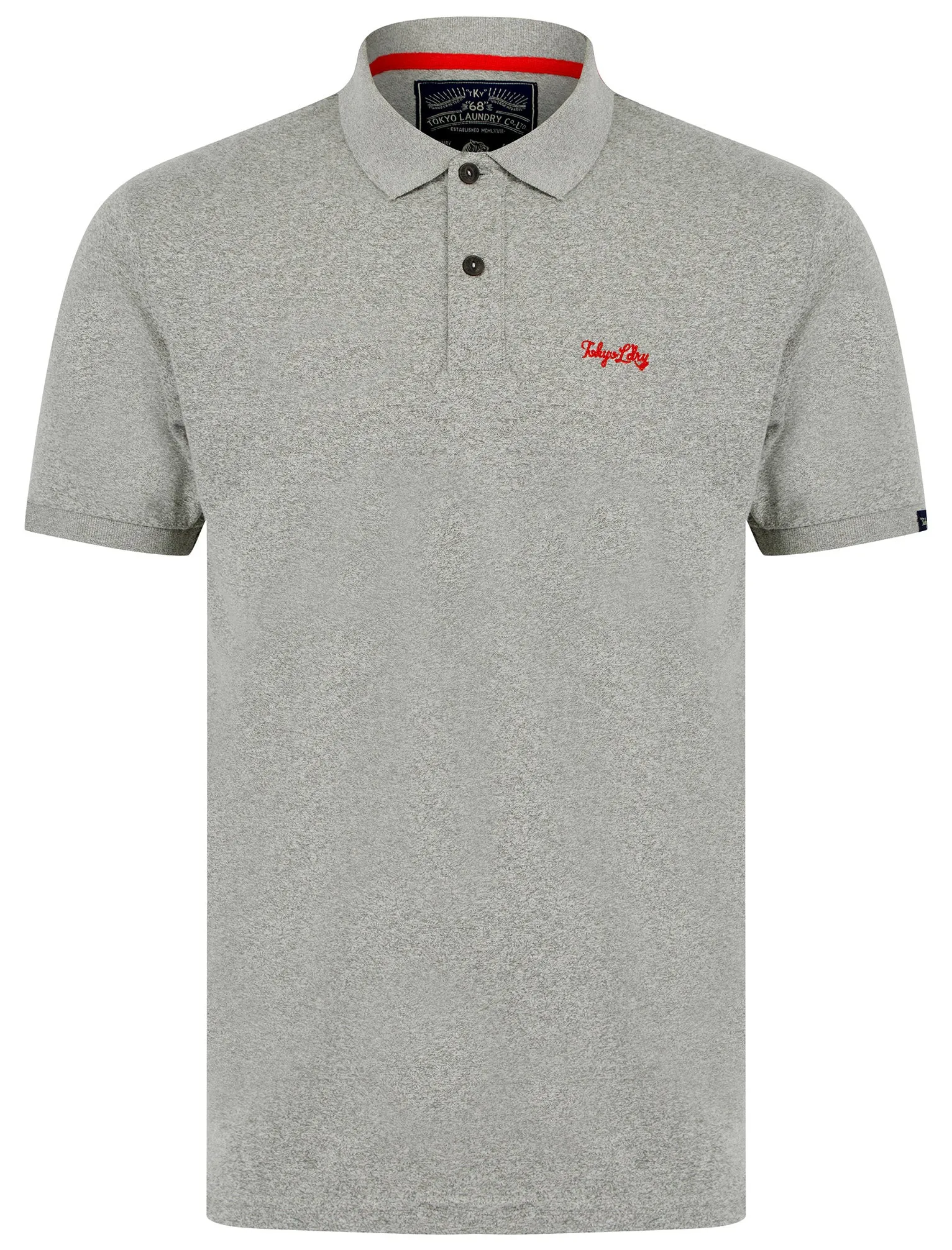 Kosaka Grindle Cotton Rich Pique Polo Shirt in Light Grey - Tokyo Laundry