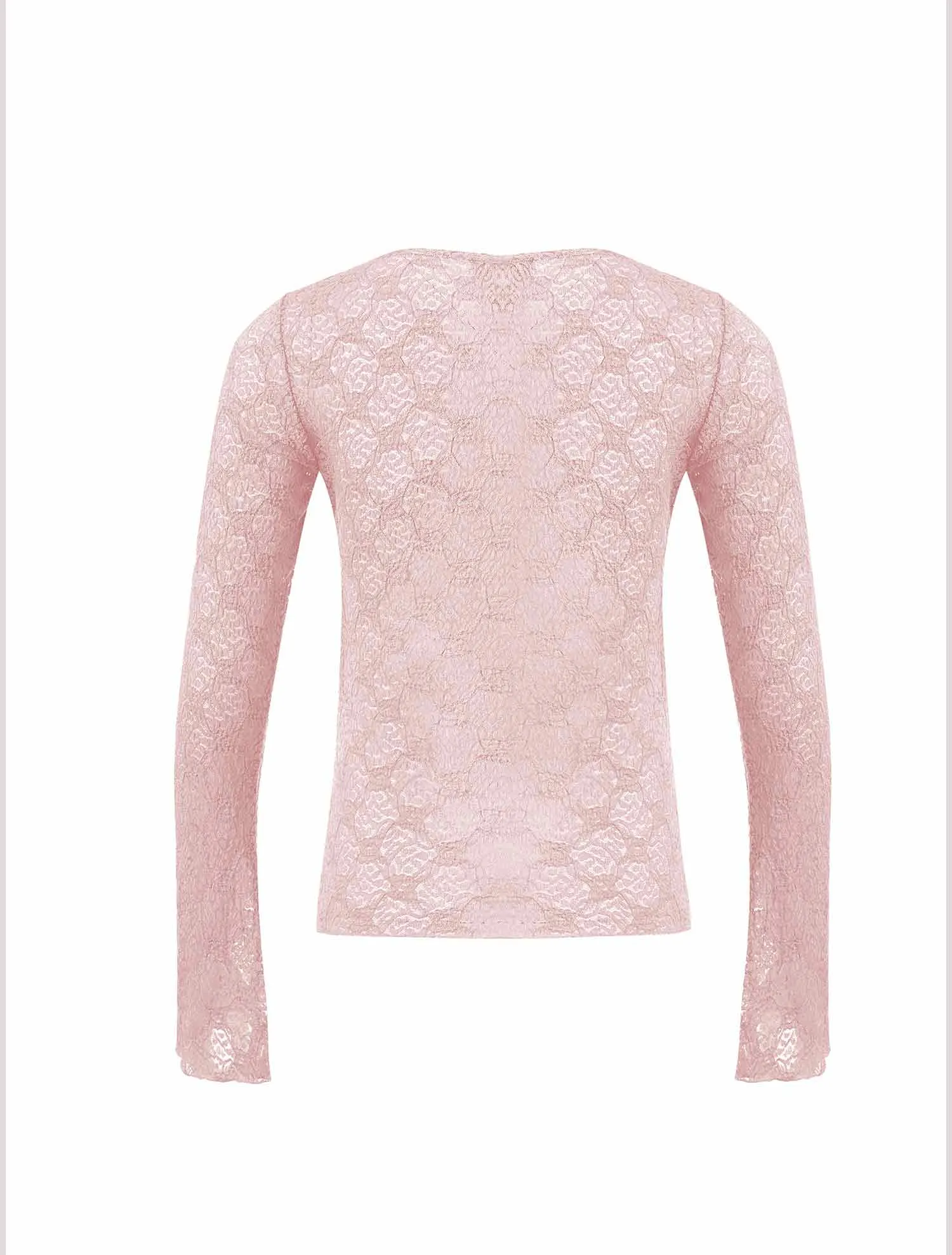 Lace Floral Semi-Sheer Tops Long Sleeve Sweetheart Neck Front Bowknot Cropped Blouse Clubwear