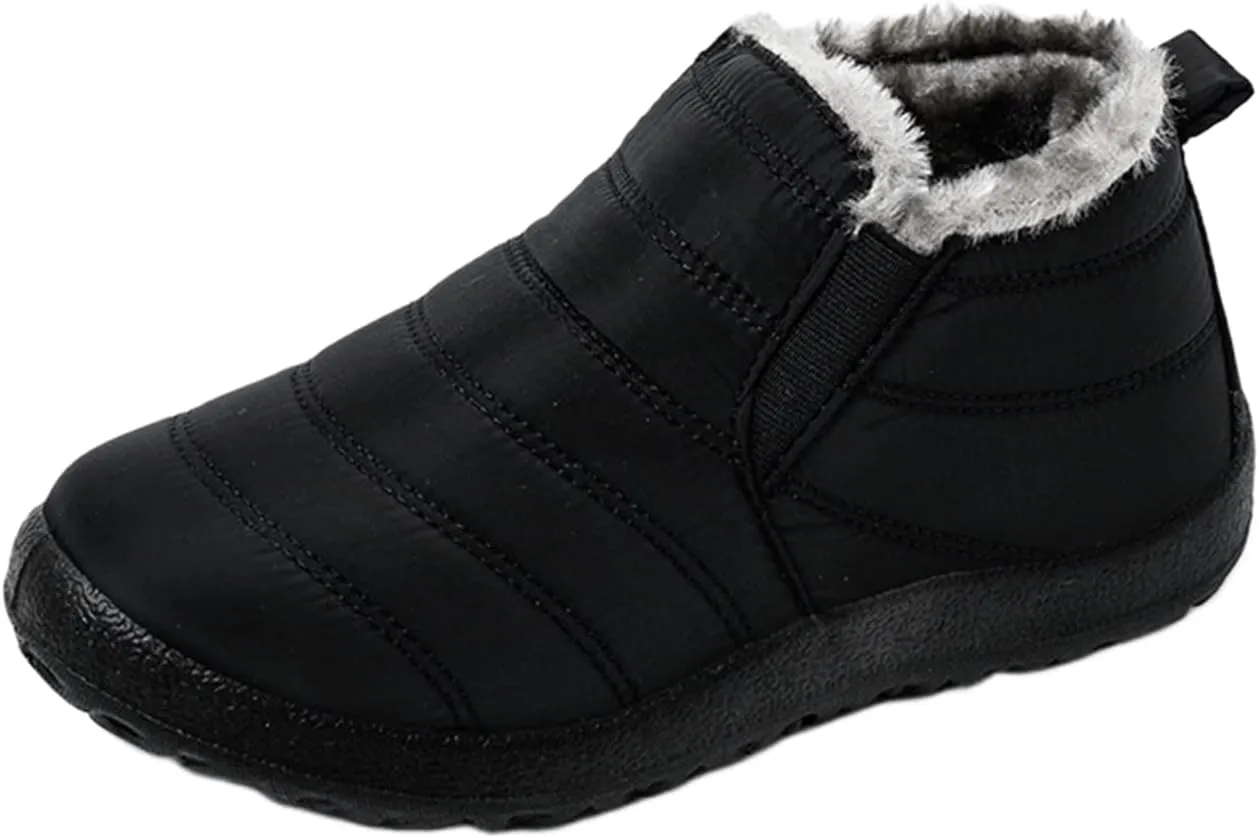 Ladmiple Winter Boots For Women Waterproof Snow Cute Ankle Booties Slip On Anti-Slip Fully Fur Lined Outdoor Walking Shoes