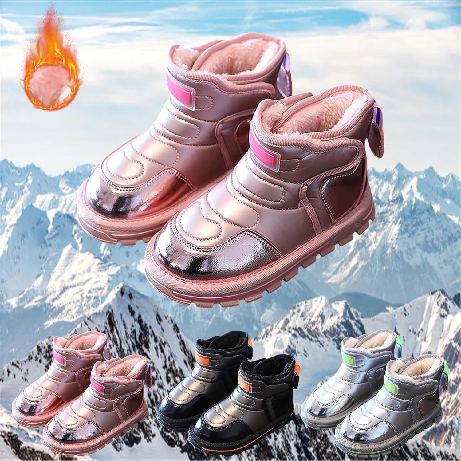 Little Kid Winter Girls Boys Ankle Boots Comfortable Warm Lined Casual Shoes Sports Shoes Outdoor Baby Walking Shoes