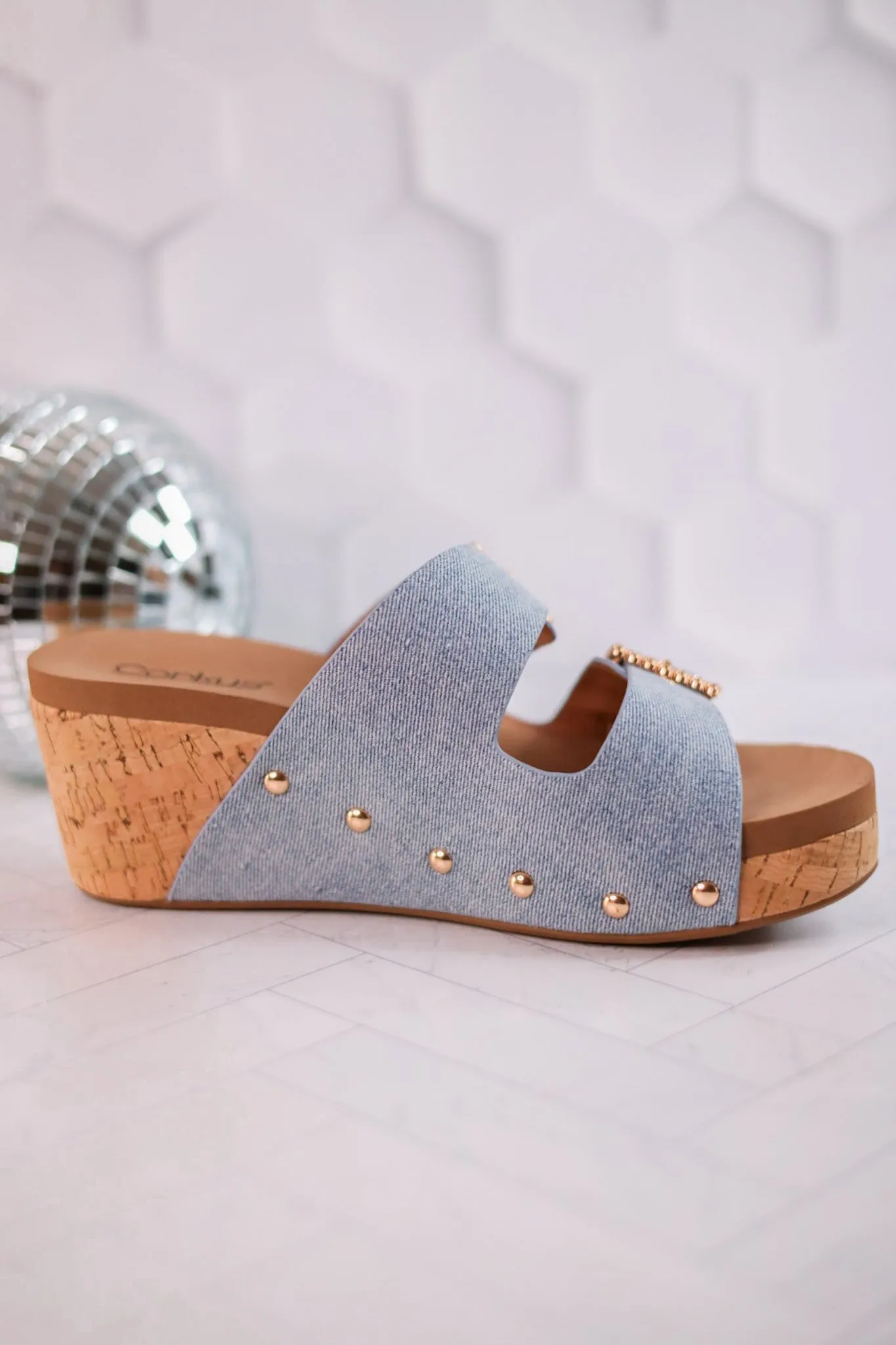 Main Squeeze Blue Denim Wedges