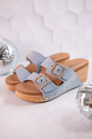 Main Squeeze Blue Denim Wedges