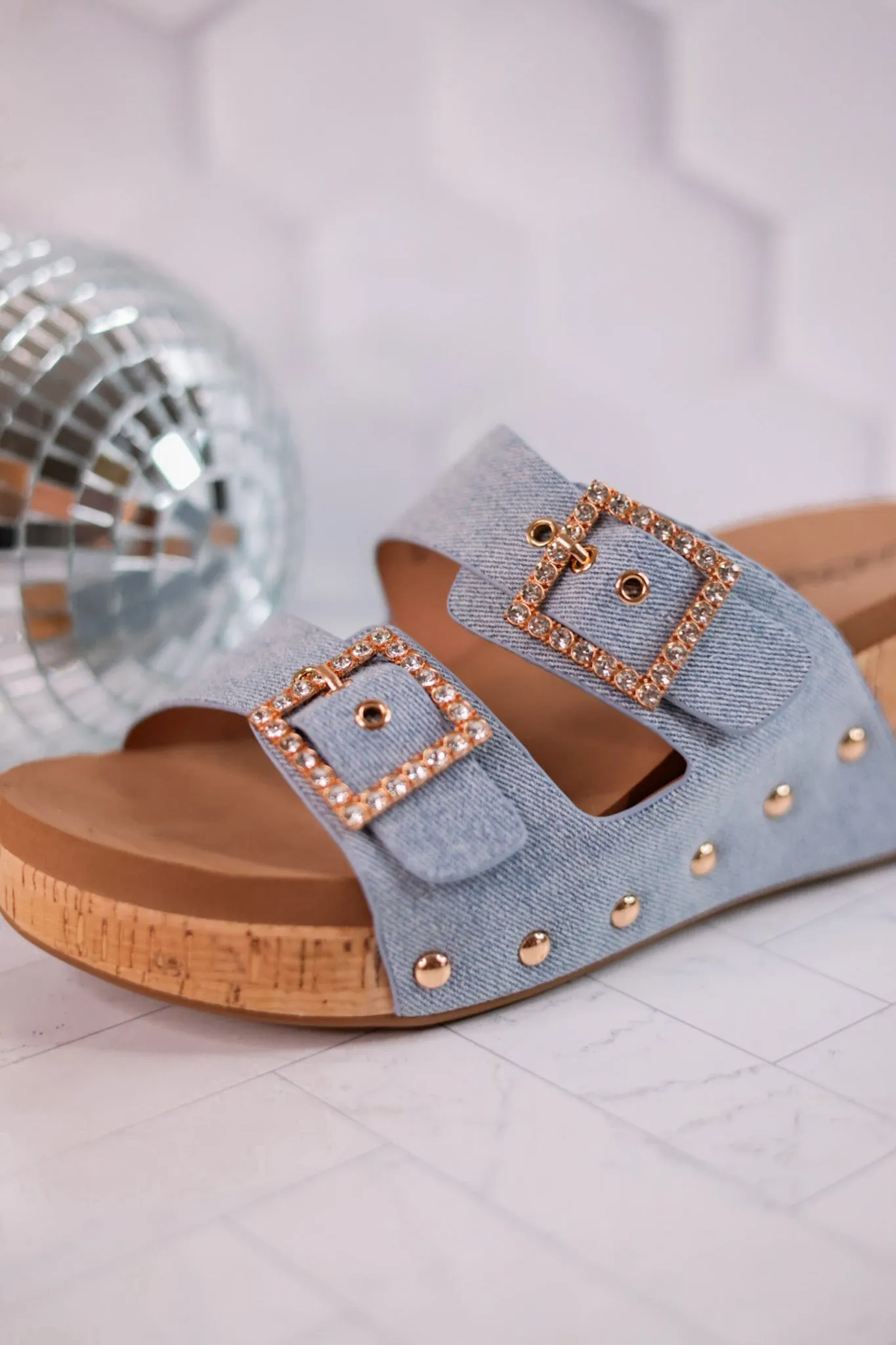Main Squeeze Blue Denim Wedges