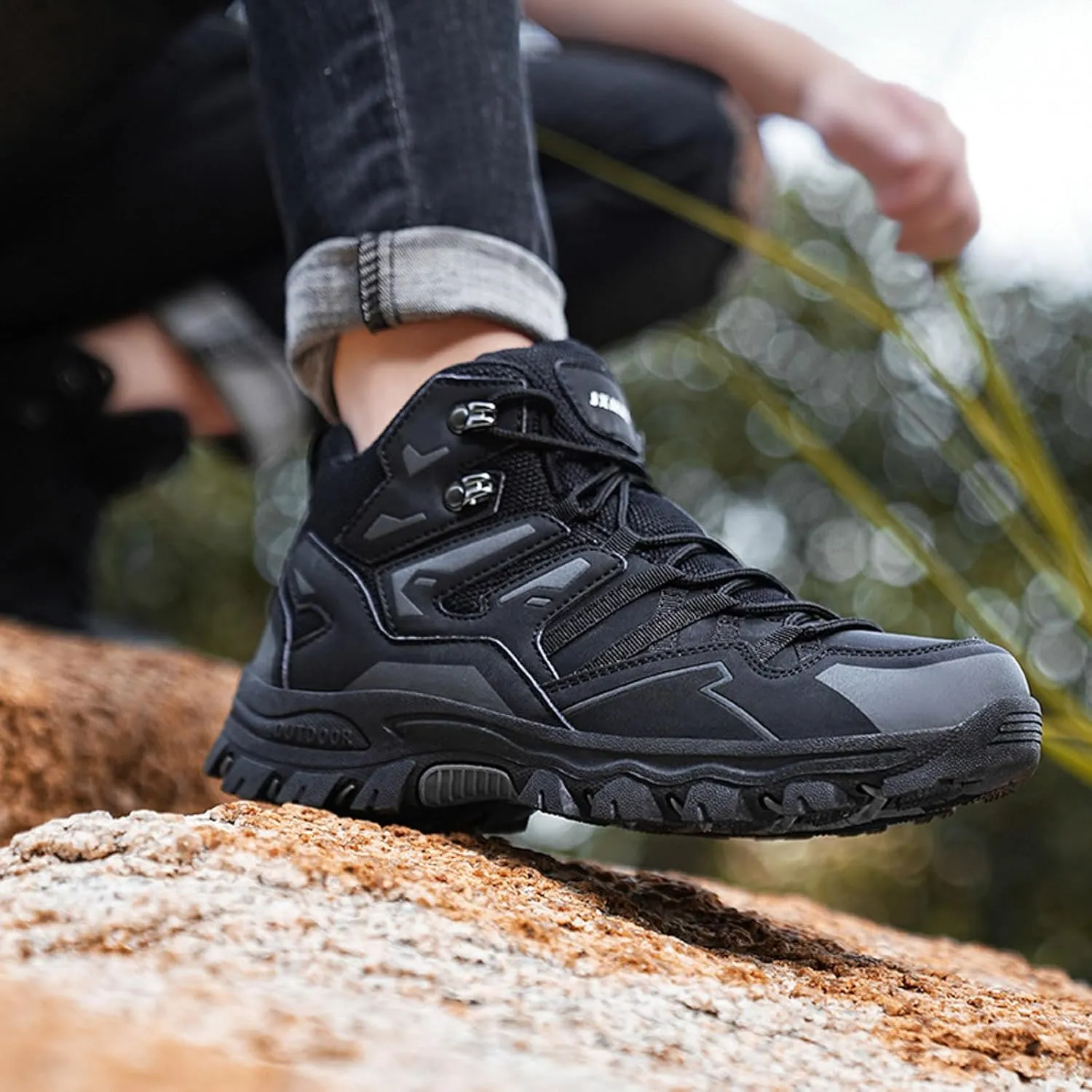 Man Hiking Boots Men's Hiking Shoes Lightweight Non Slip Outdoor Ankle Boots Outdoor Casual Breathable Hike Shoe