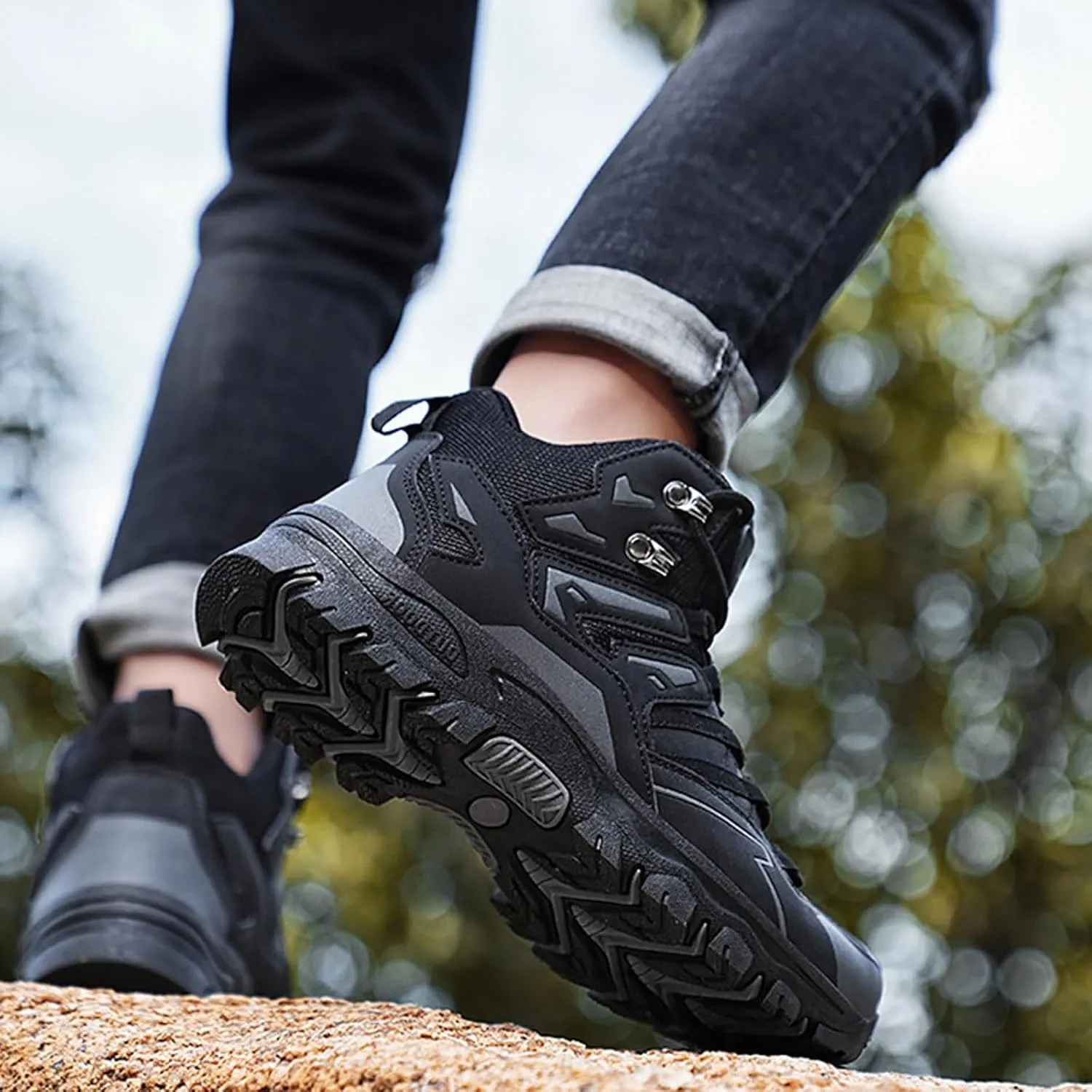 Man Hiking Boots Men's Hiking Shoes Lightweight Non Slip Outdoor Ankle Boots Outdoor Casual Breathable Hike Shoe