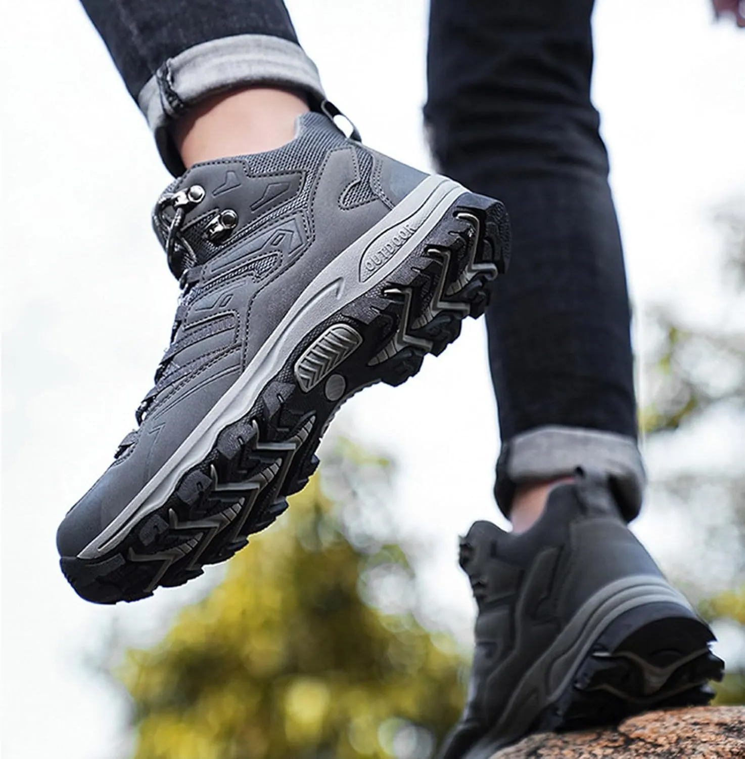 Man Hiking Boots Men's Hiking Shoes Lightweight Non Slip Outdoor Ankle Boots Outdoor Casual Breathable Hike Shoe