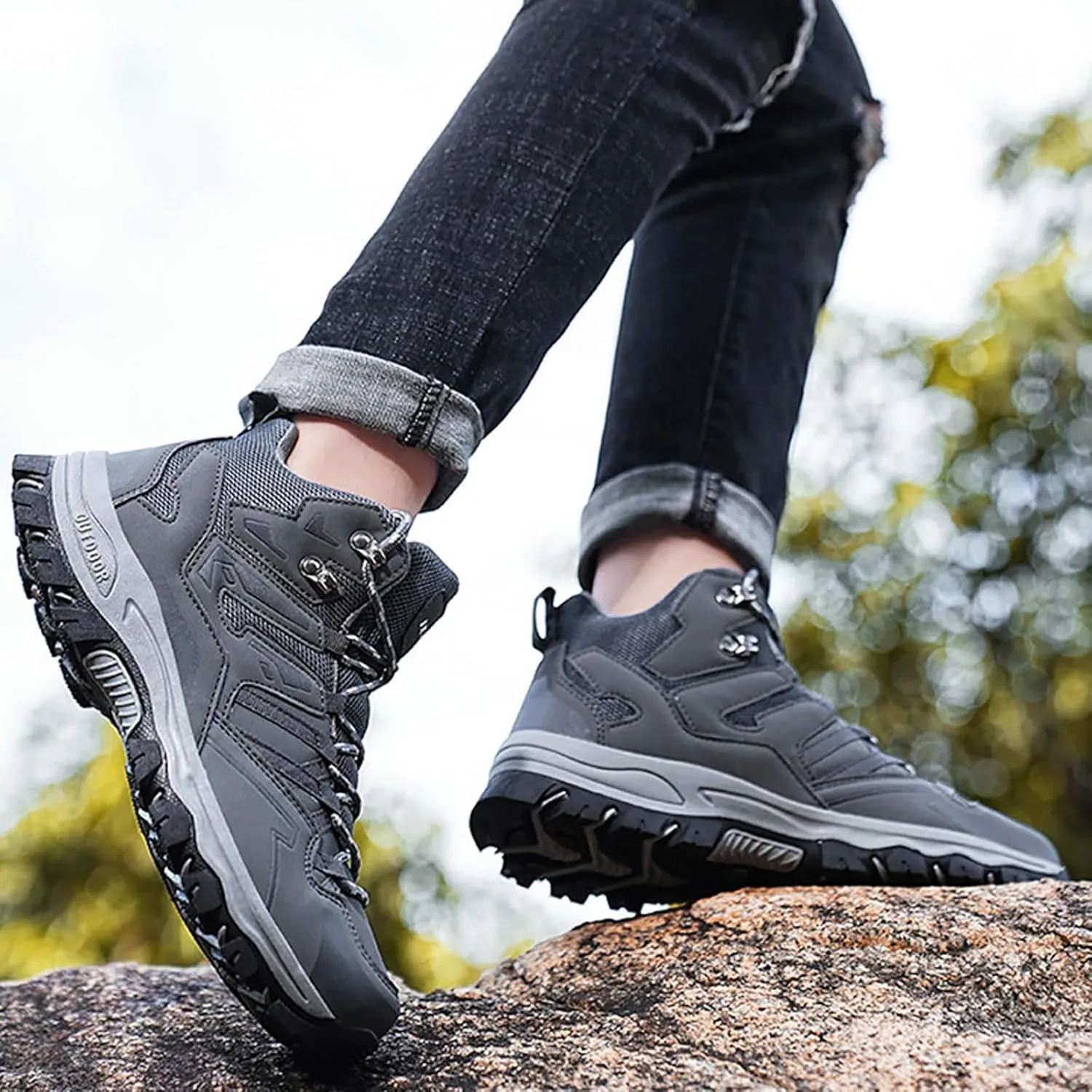 Man Hiking Boots Men's Hiking Shoes Lightweight Non Slip Outdoor Ankle Boots Outdoor Casual Breathable Hike Shoe