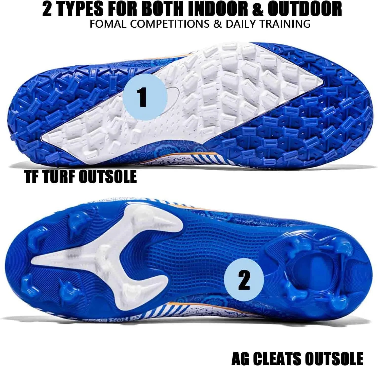 MEBAMY Soccer Cleats for Mens Womens, Indoor Soccer Shoes Unisex Youth Students Running Training Non-Slip Football Cleats Shoes