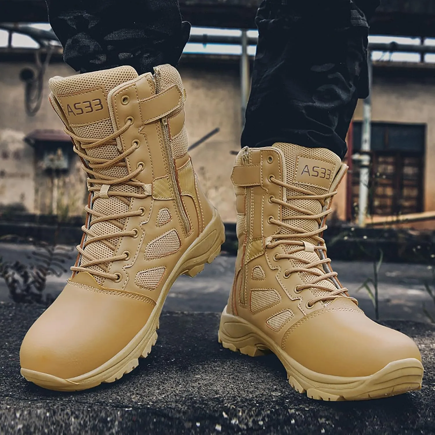 Men Military Boots Tactical Boots Combat Boots Breathable Police Patrol Boots Lightweight Army Boots Waterproof Hiking Boots