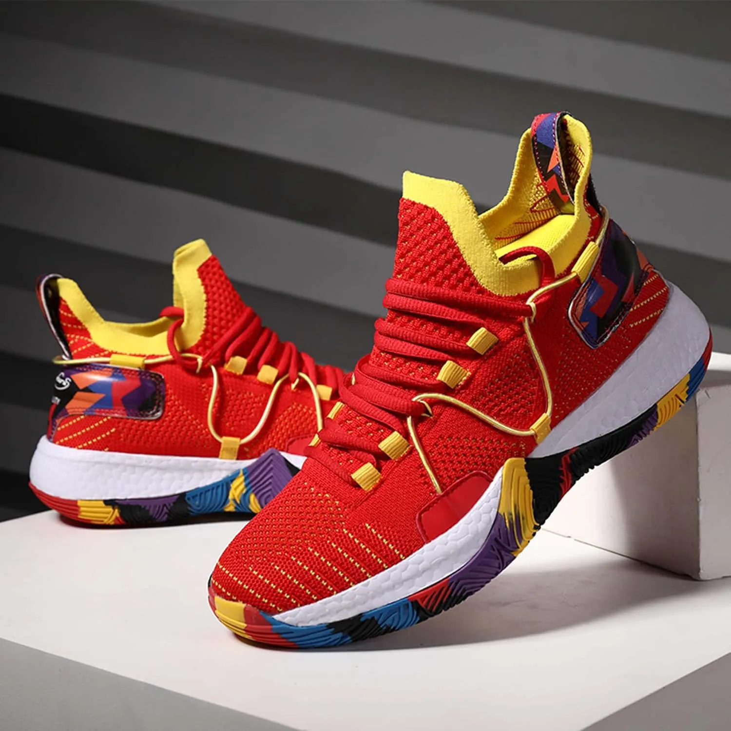 Mens And Womens mesh Fabric Breathable Basketball Sneakers Mid Top Lace Up Upper For Casual Sneakers Comfortable And Non Slip Baseball Sneakers Park Walking Shoes Badminton Volleyball Table Tennis